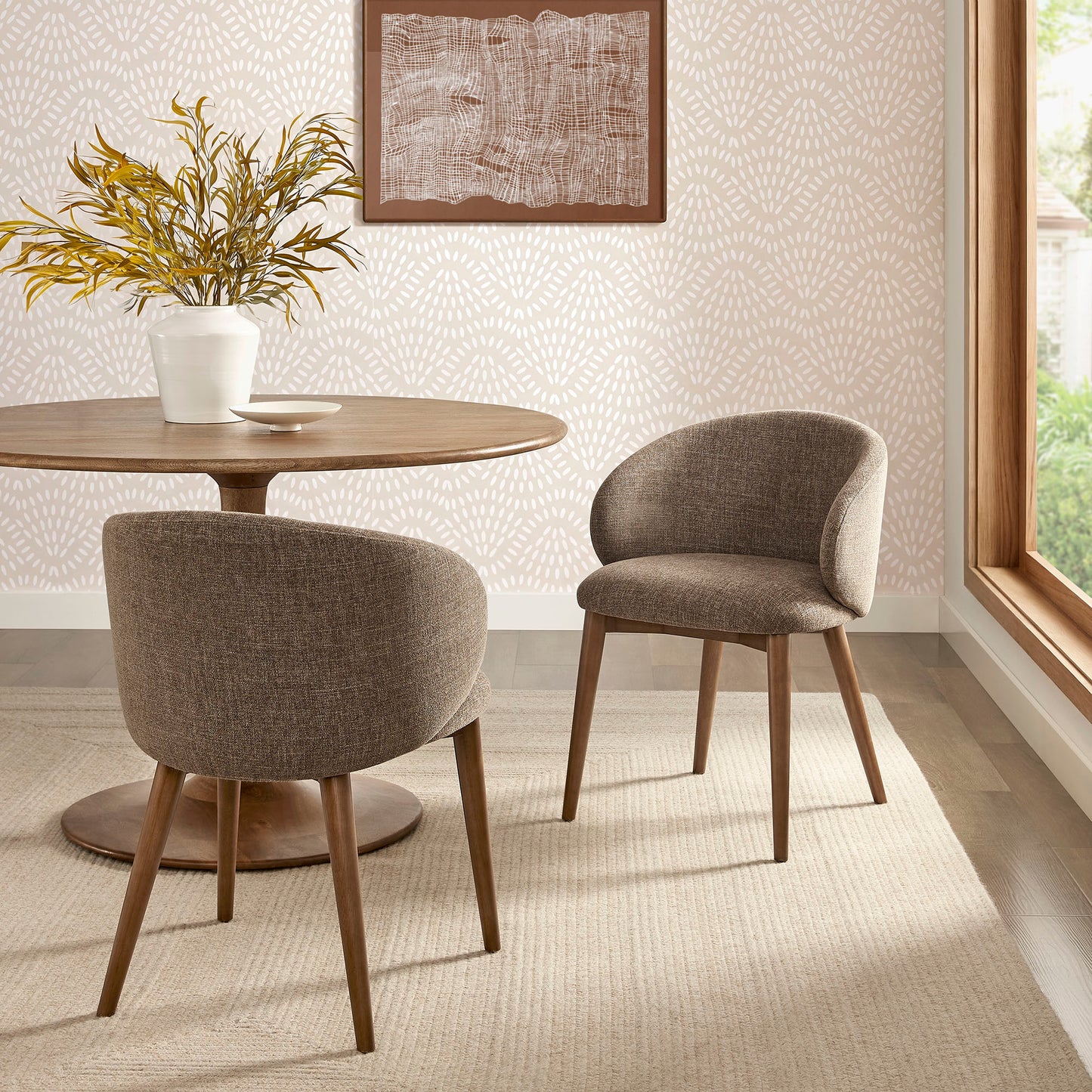 Anelle Upholstered Fabric Dining Chairs Set of 2 by Modway