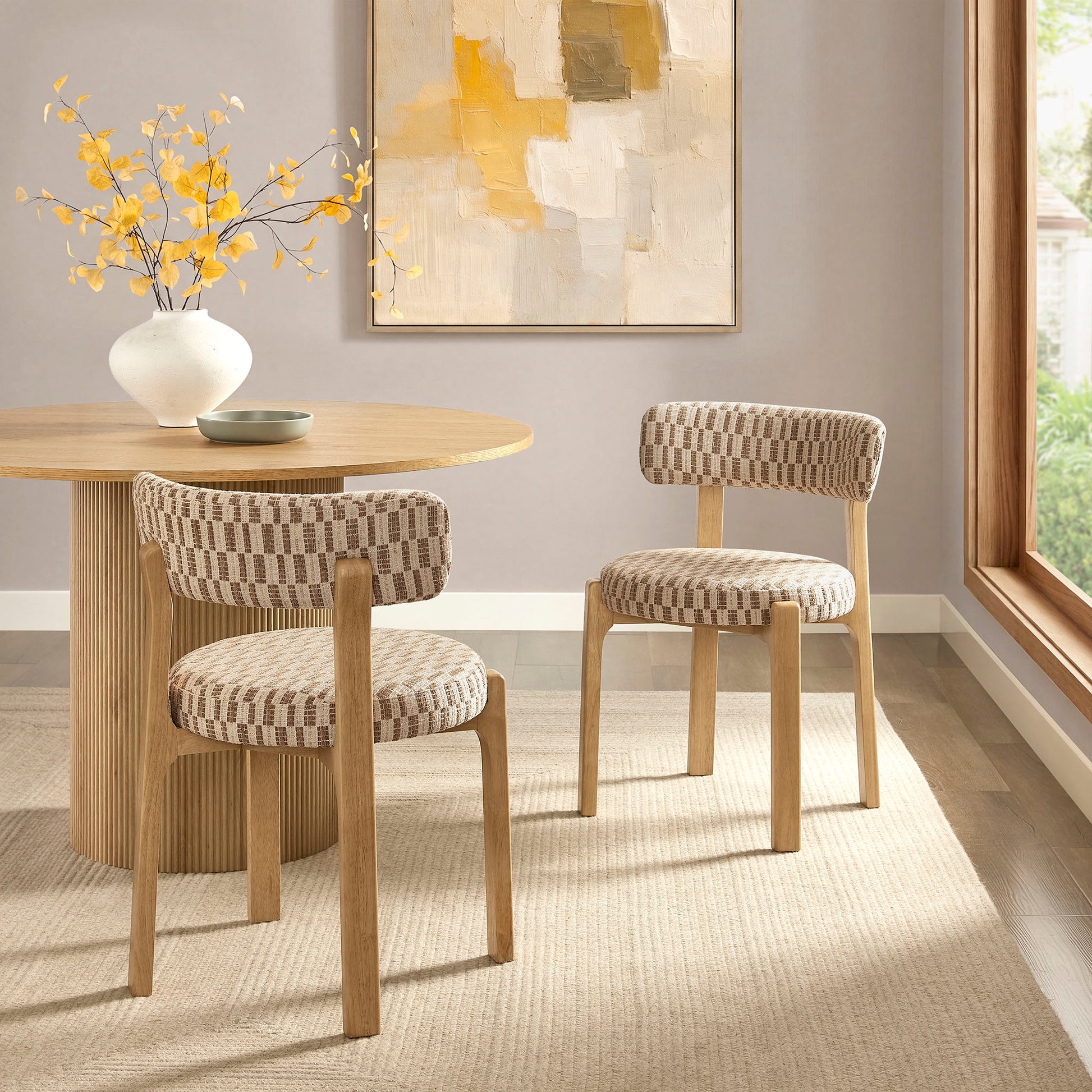 Marsha Retro Upholstered Fabric Dining Chairs Set of 2 by Modway