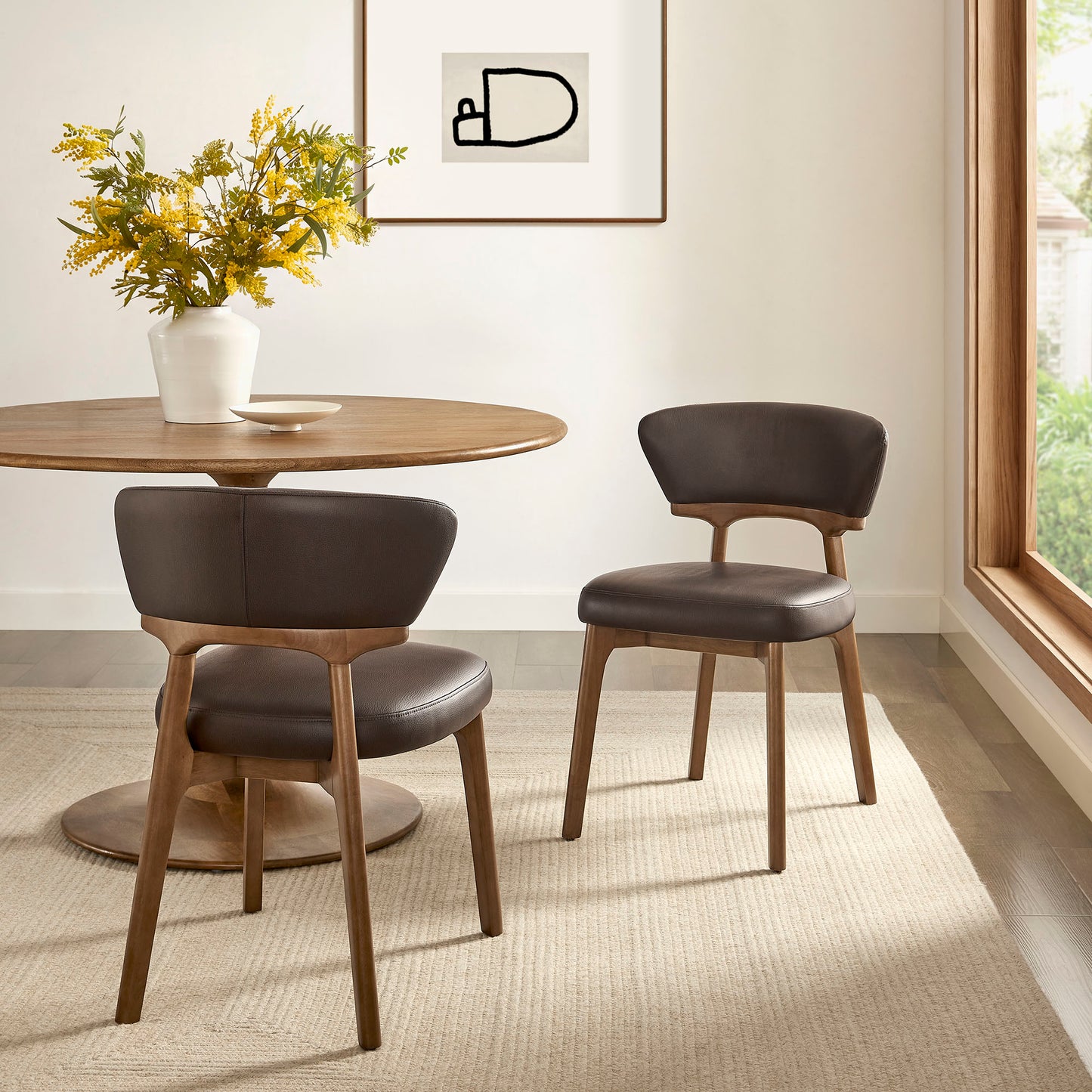 Daphne Vegan Leather Dining Chairs Set of 2 by Modway
