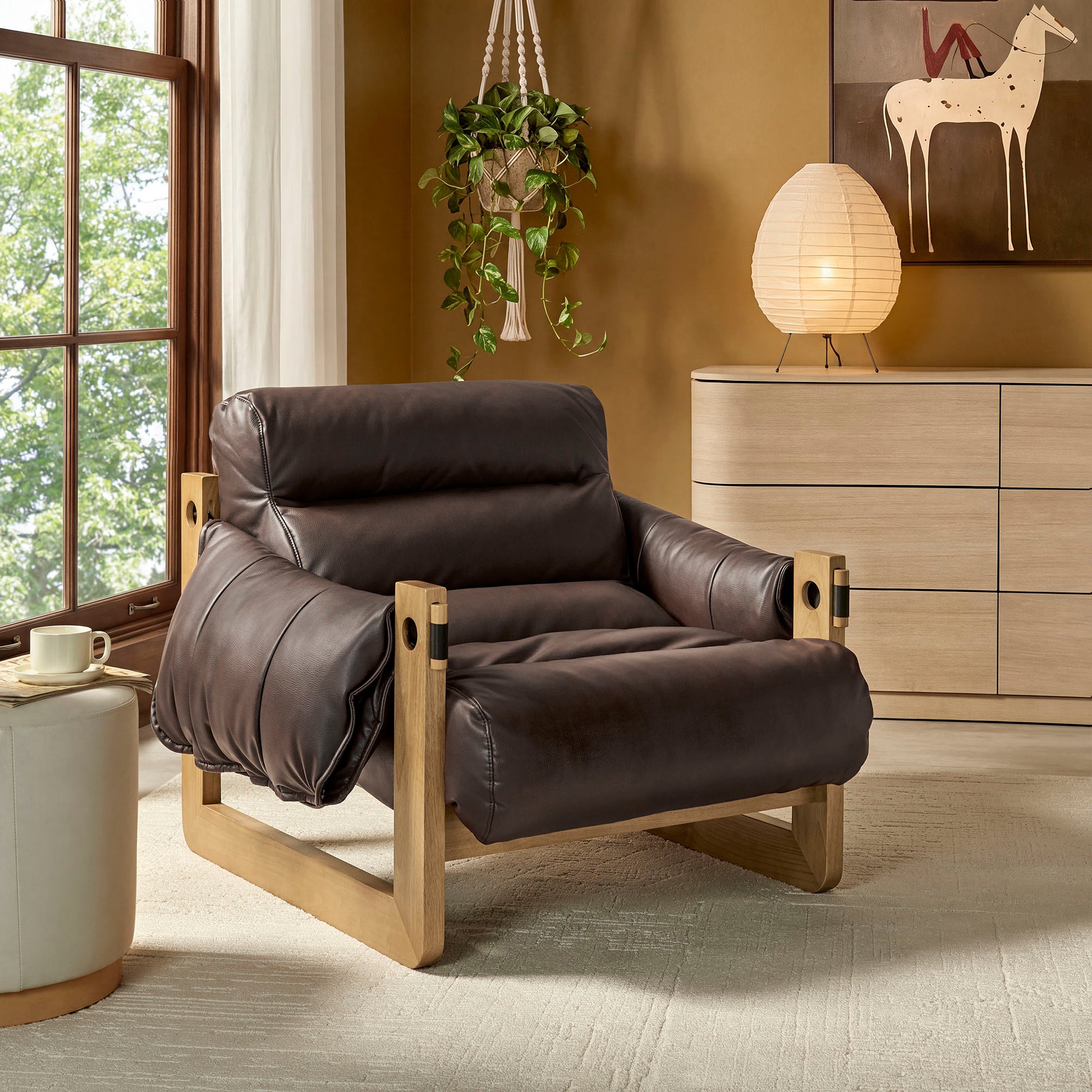 Sorelle Vegan Leather Sling Lounge Chair by Modway