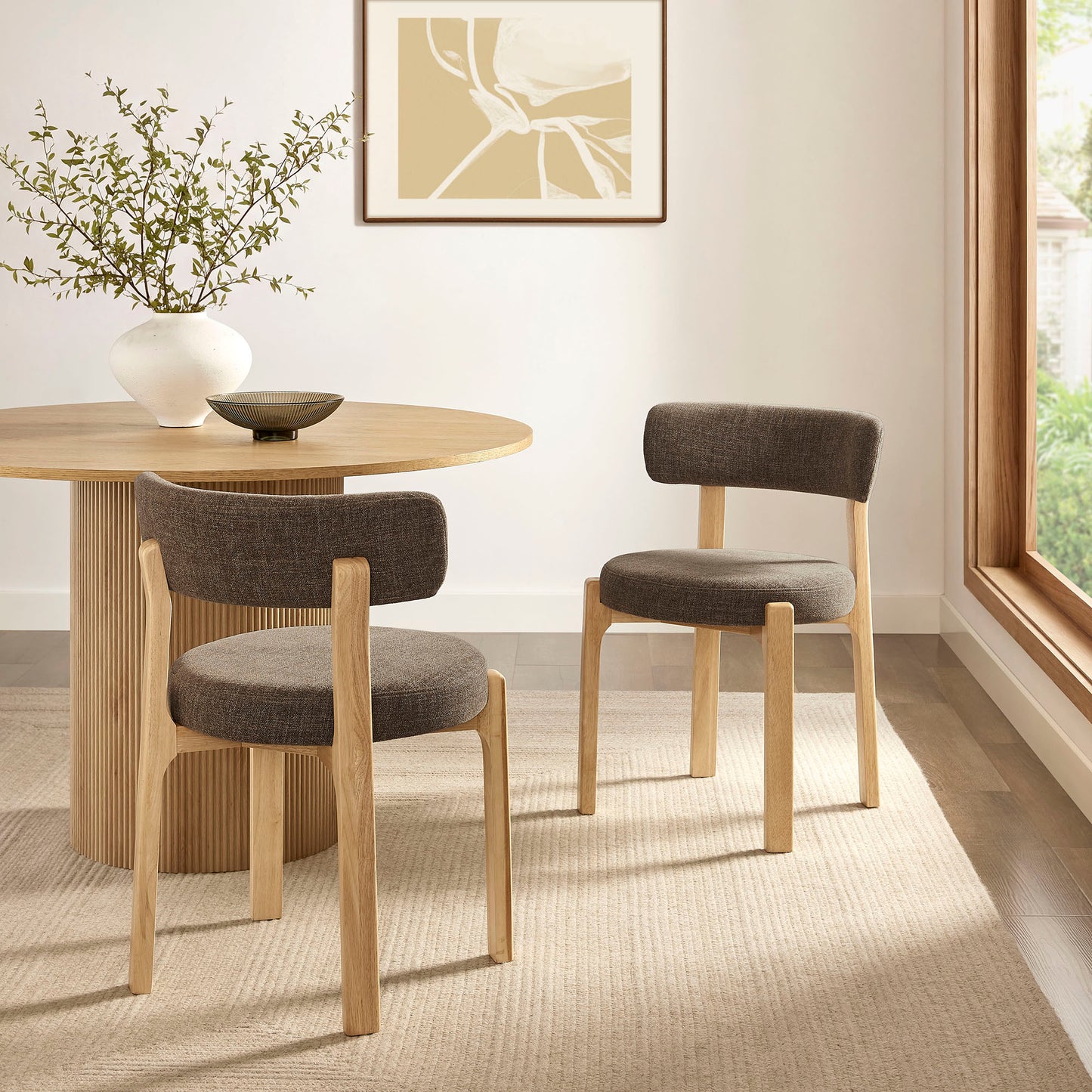 Marsha Upholstered Fabric Dining Chairs Set of 2 by Modway