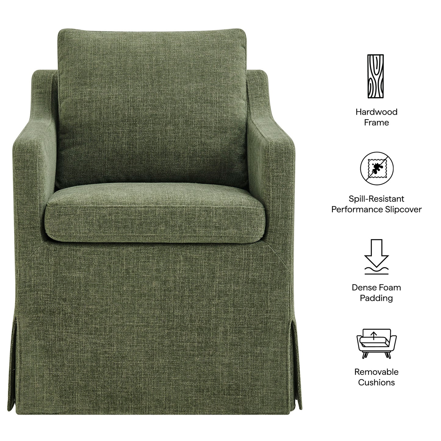 Serene Slipcovered Performance Fabric Dining Armchair by Modway