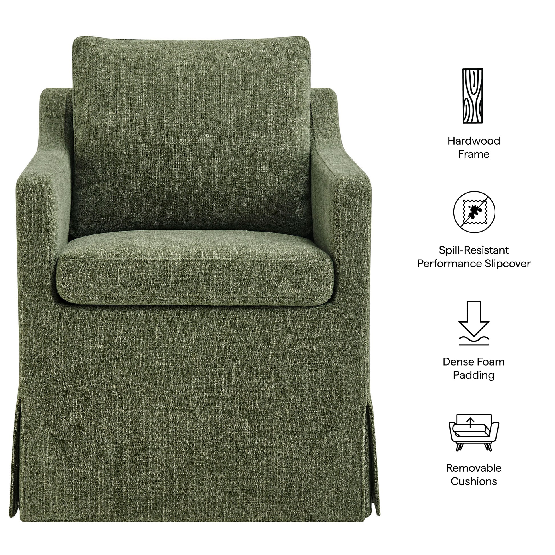 Serene Slipcovered Performance Fabric Dining Armchair by Modway