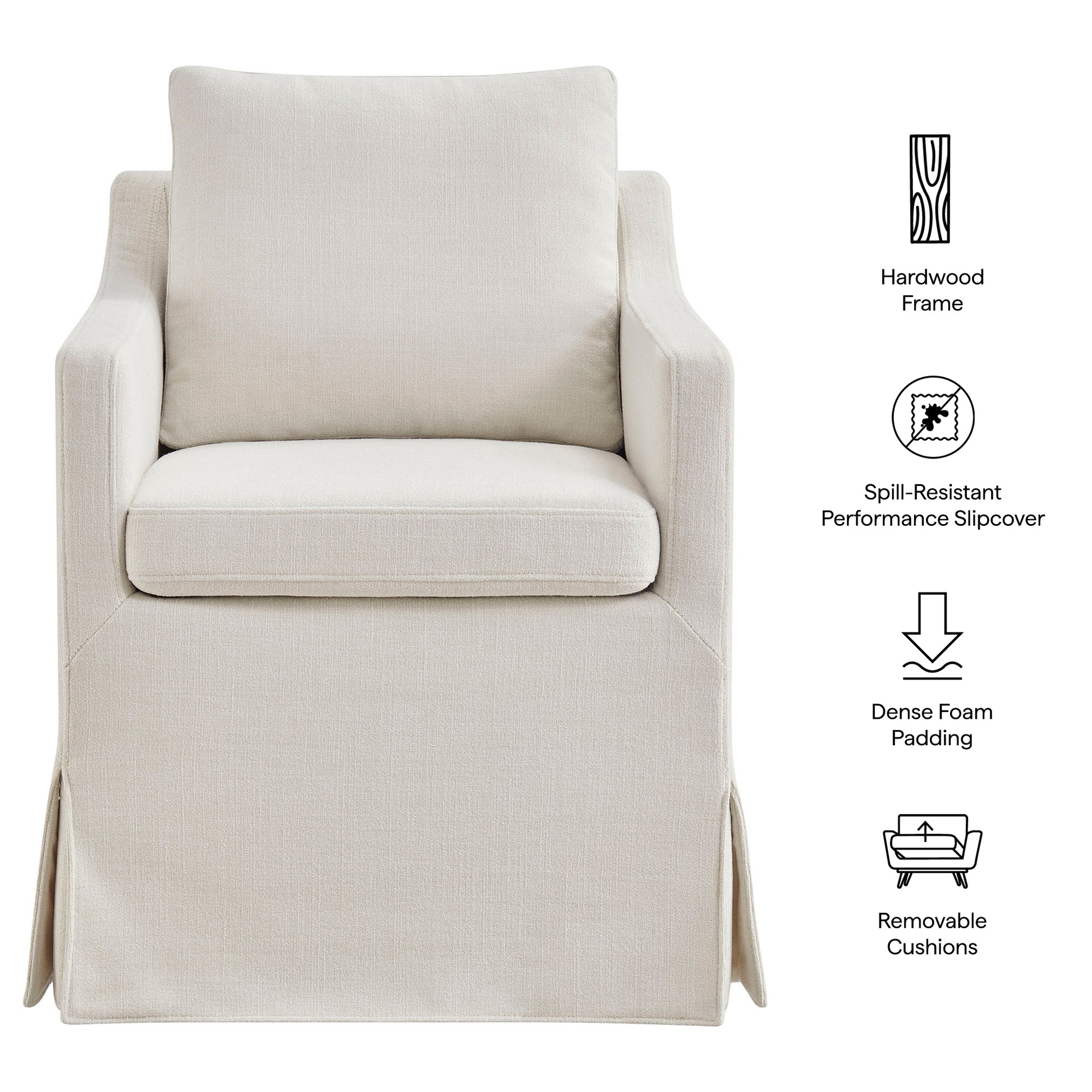 Serene Slipcovered Performance Fabric Dining Armchair by Modway