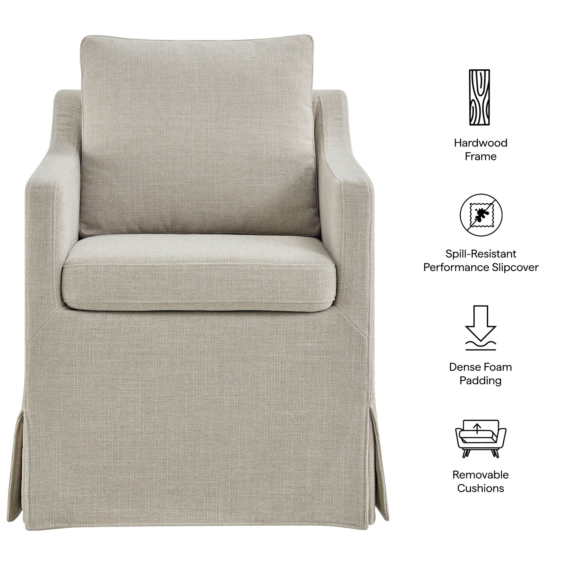 Serene Slipcovered Performance Fabric Dining Armchair by Modway
