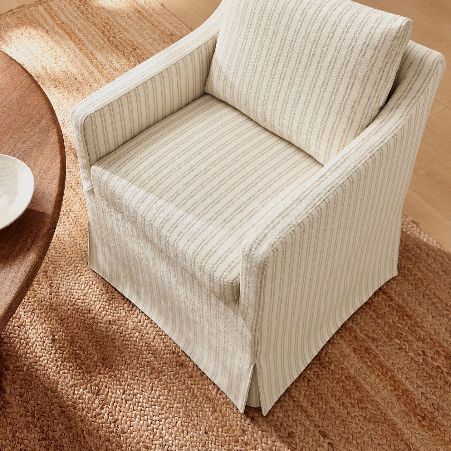 Serene Slipcovered Striped Fabric Dining Armchair by Modway