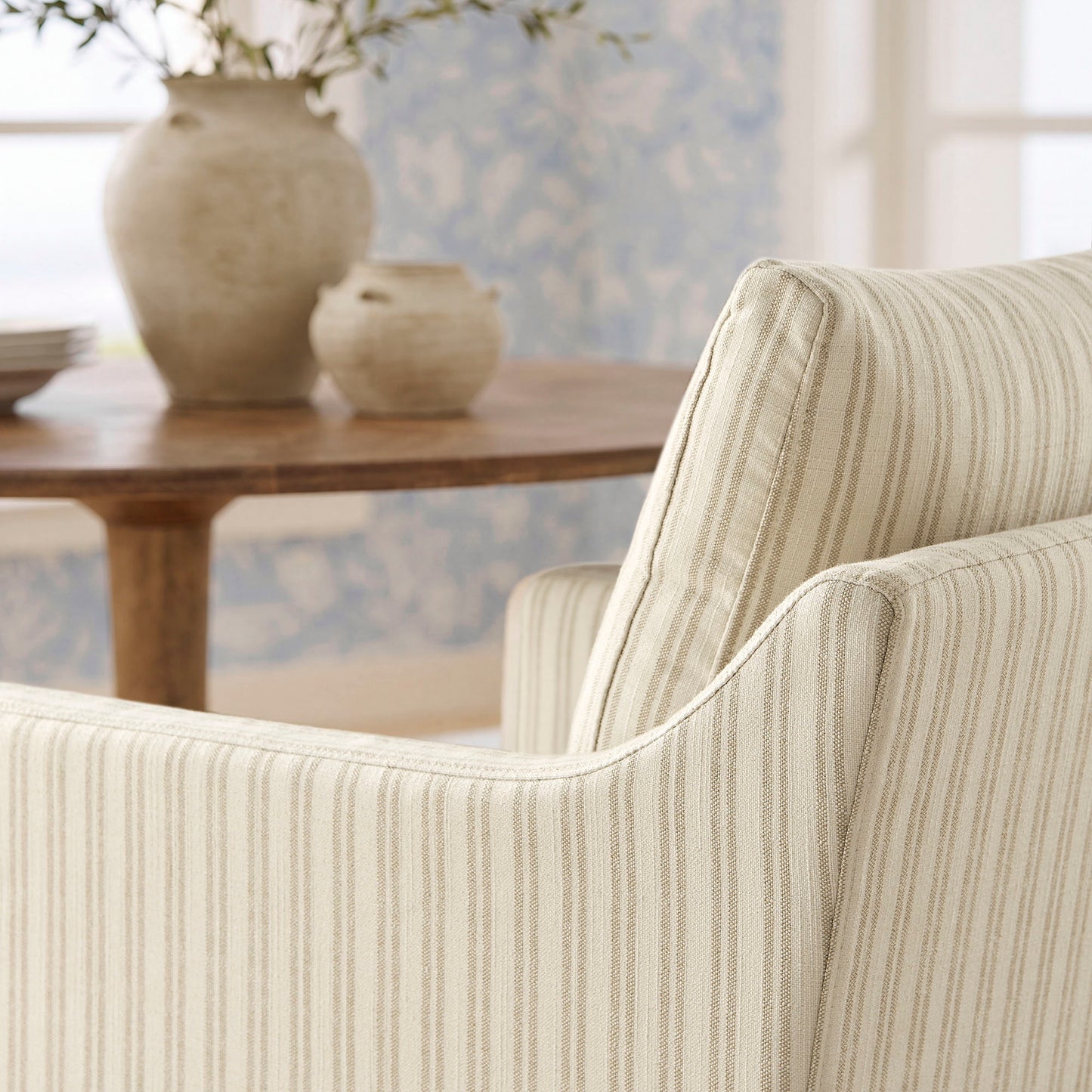 Serene Slipcovered Striped Fabric Dining Armchair by Modway