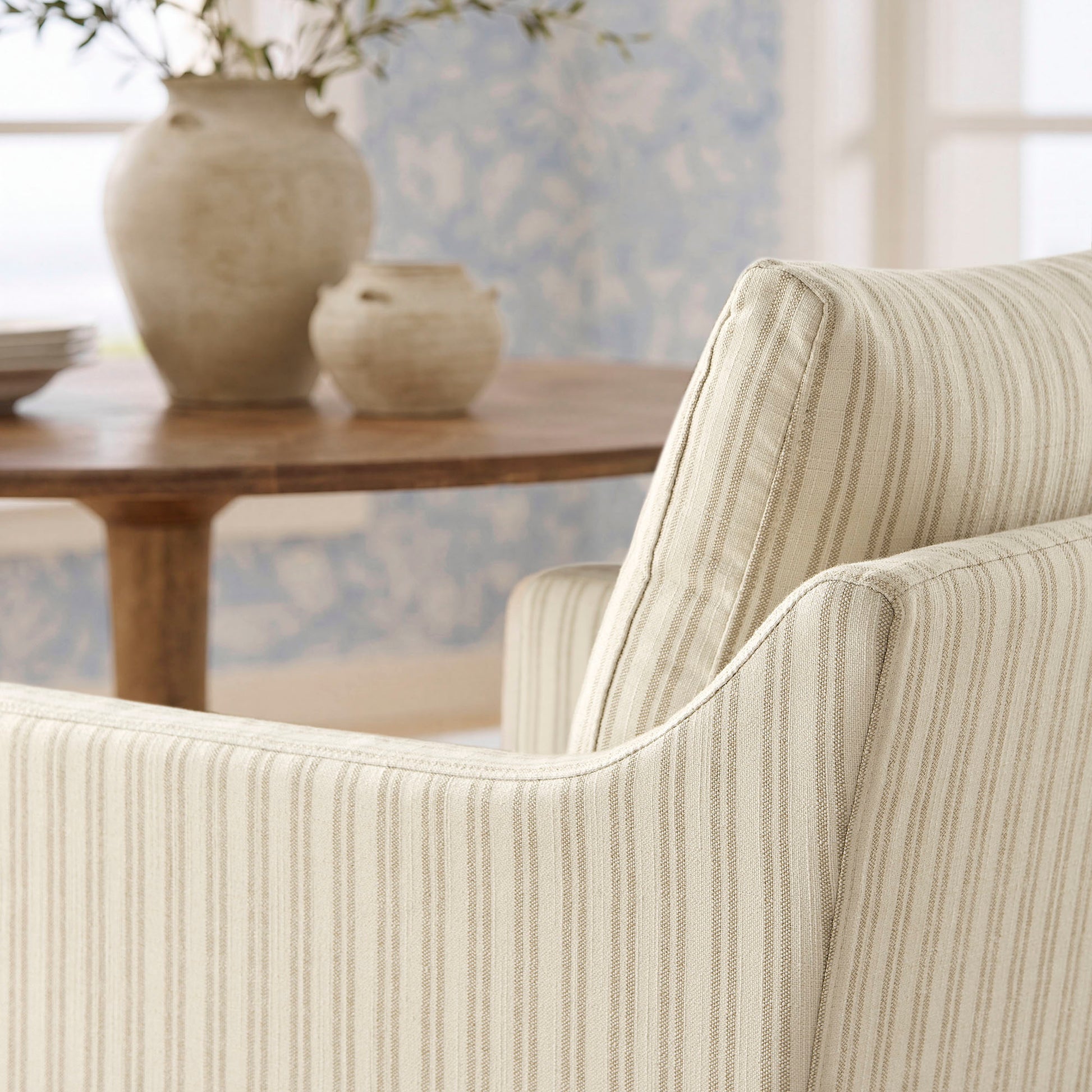 Serene Slipcovered Striped Fabric Dining Armchair by Modway