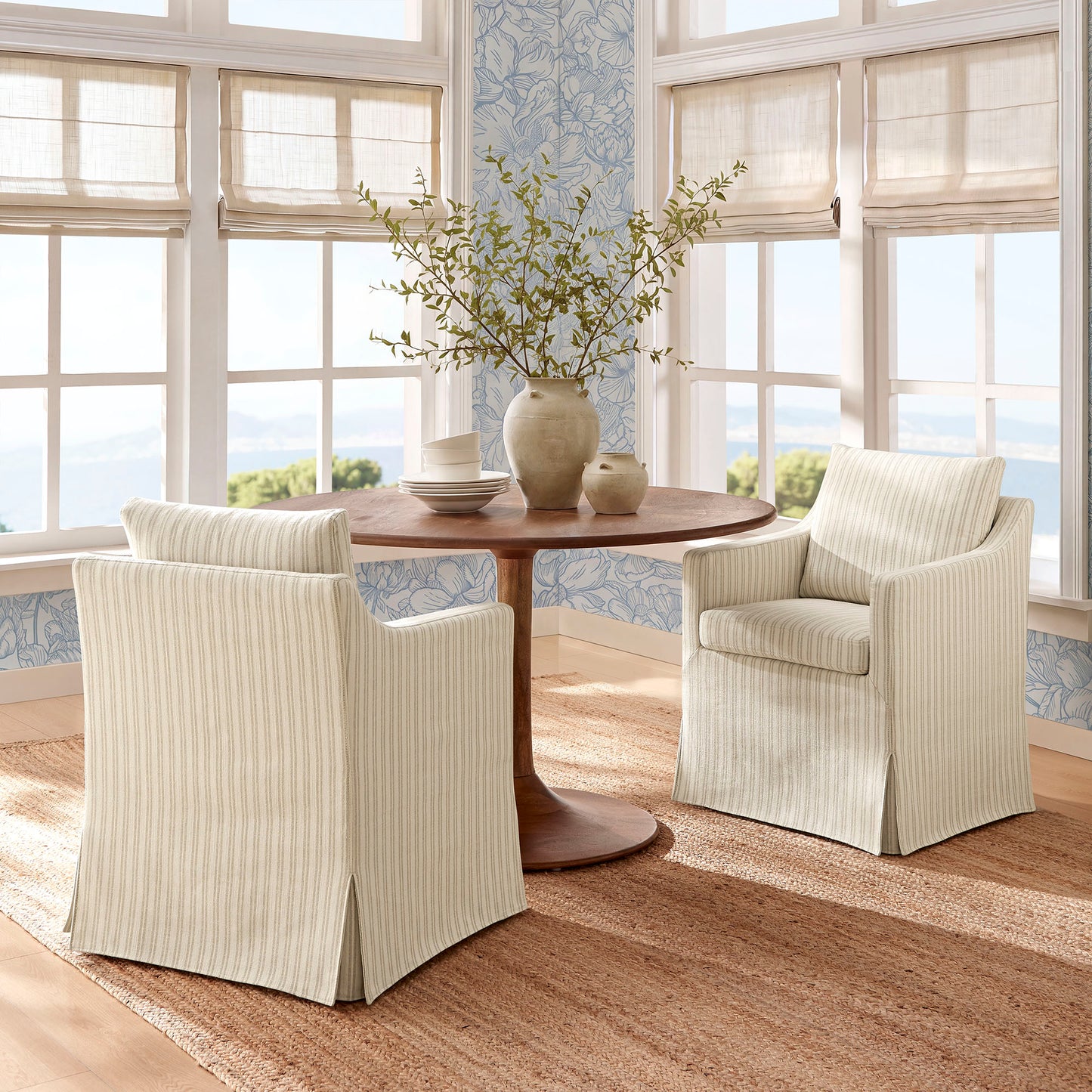 Serene Slipcovered Striped Fabric Dining Armchair by Modway
