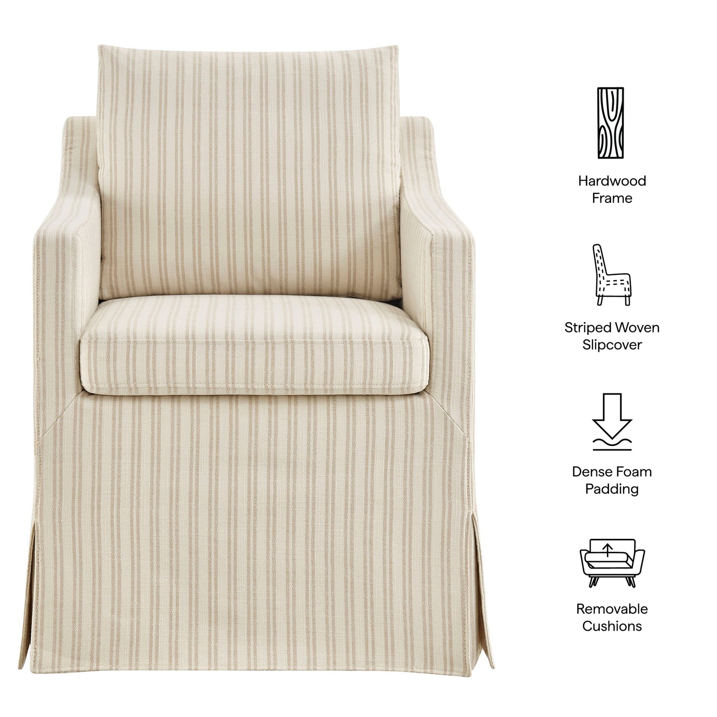 Serene Slipcovered Striped Fabric Dining Armchair by Modway