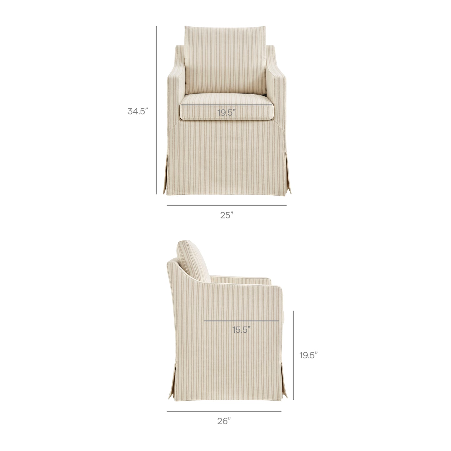 Serene Slipcovered Striped Fabric Dining Armchair by Modway