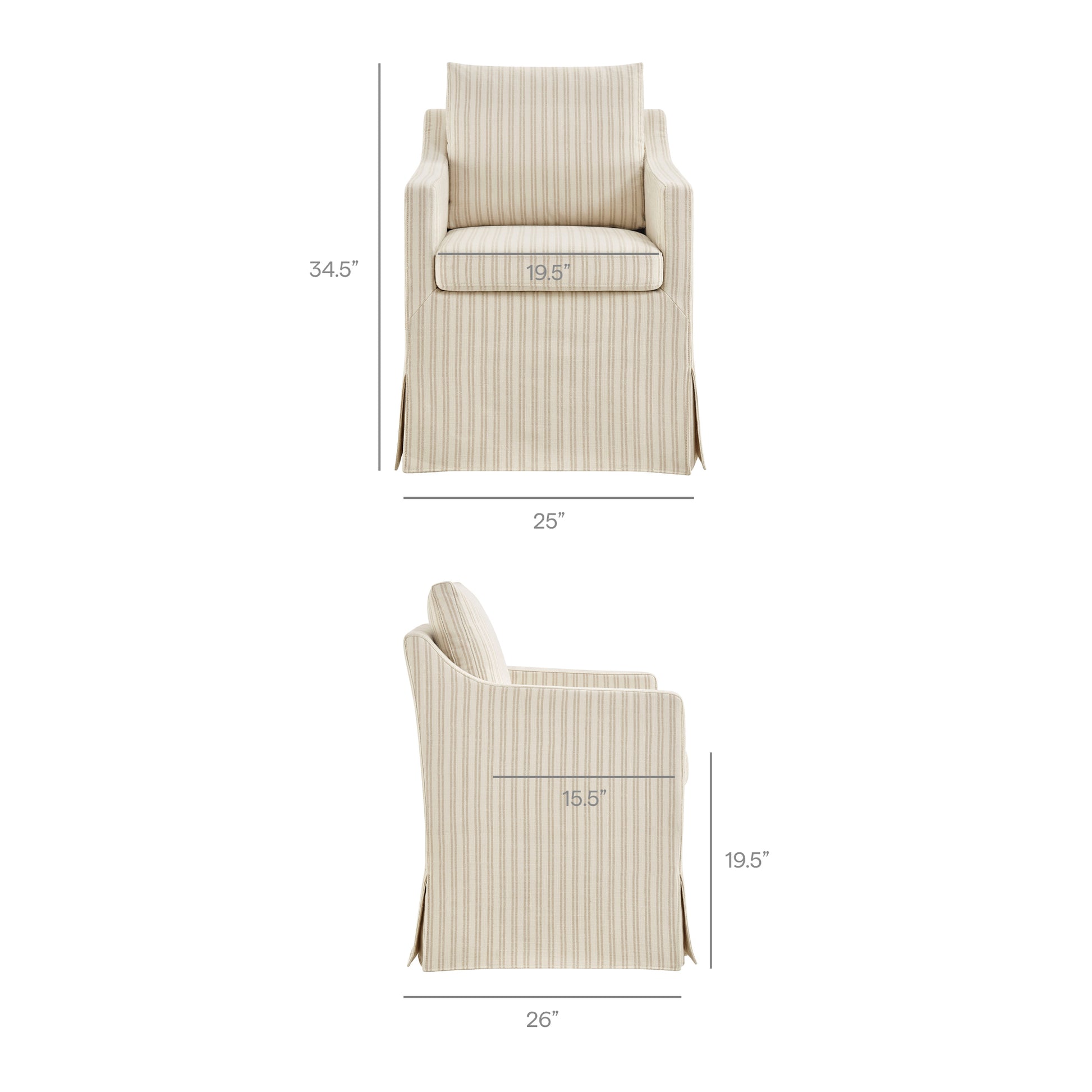 Serene Slipcovered Striped Fabric Dining Armchair by Modway