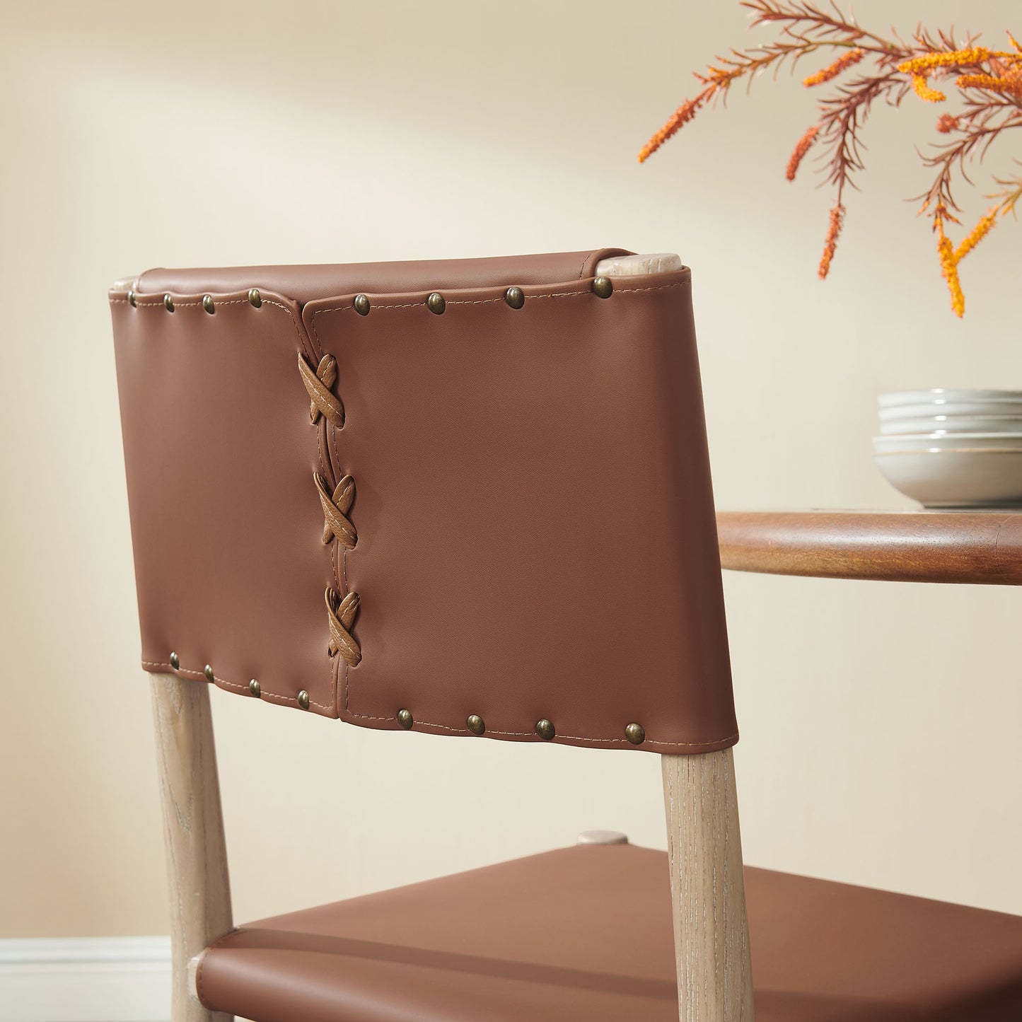 Dover Wood Vegan Leather Dining Side Chair by Modway