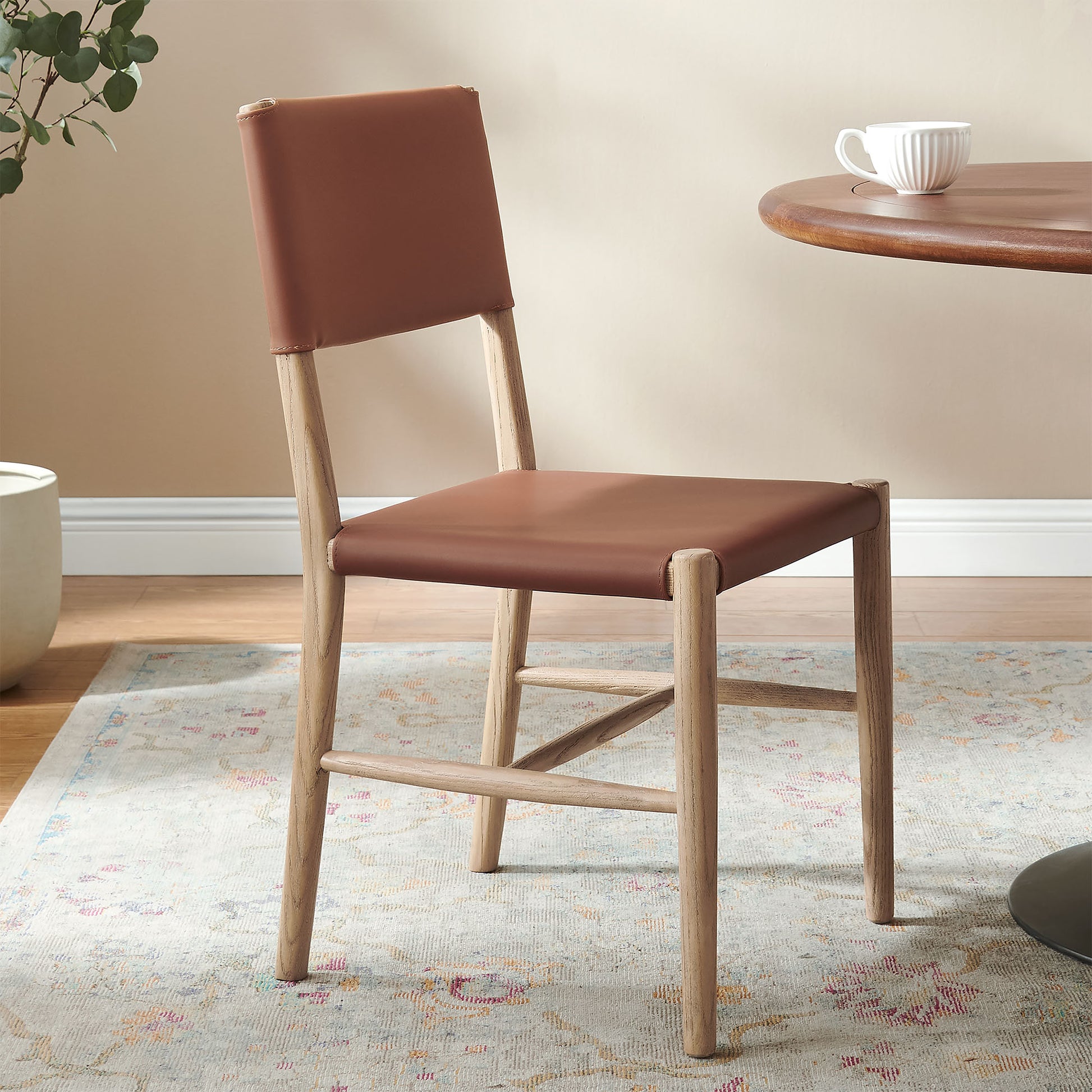 Dover Wood Vegan Leather Dining Side Chair by Modway
