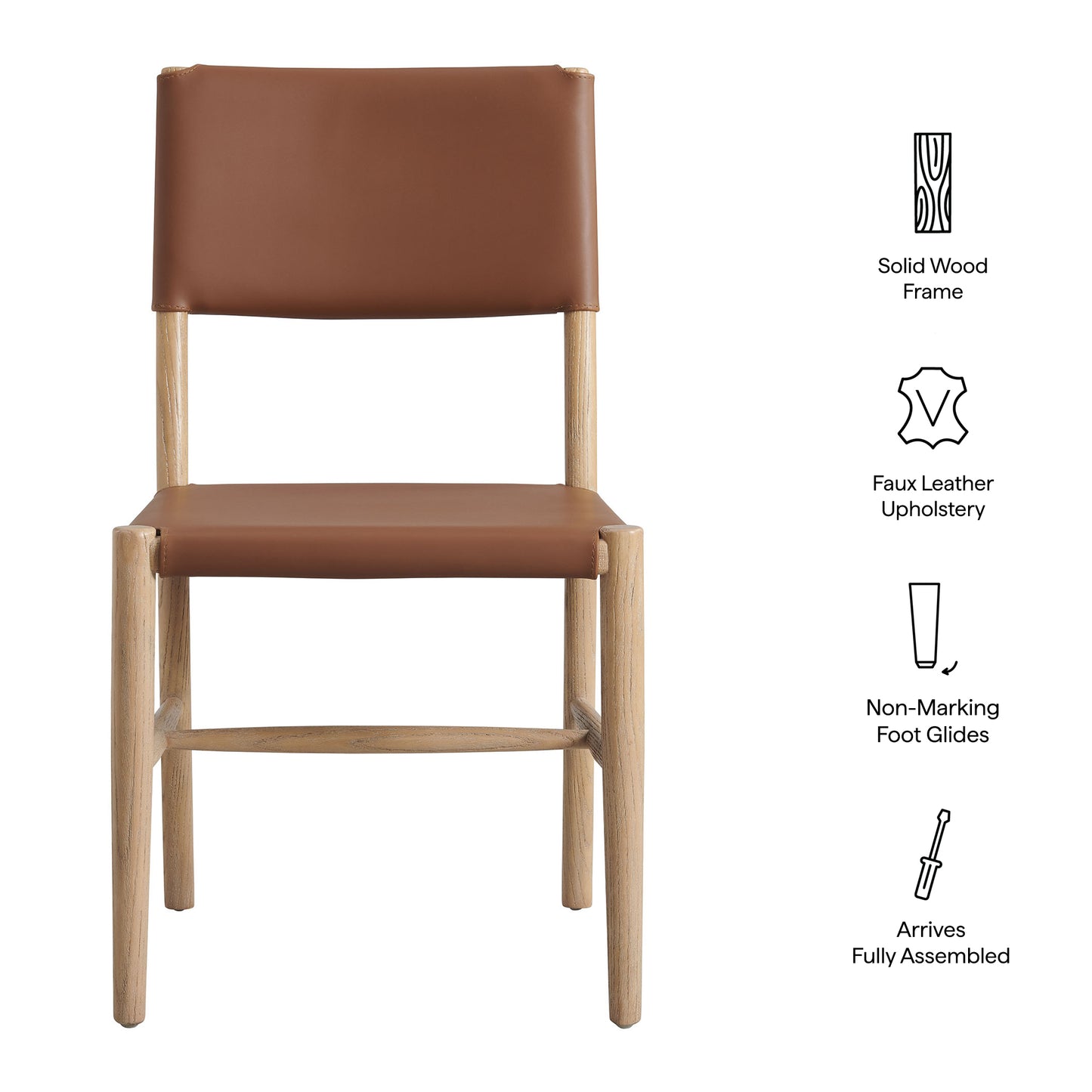 Dover Wood Vegan Leather Dining Side Chair by Modway