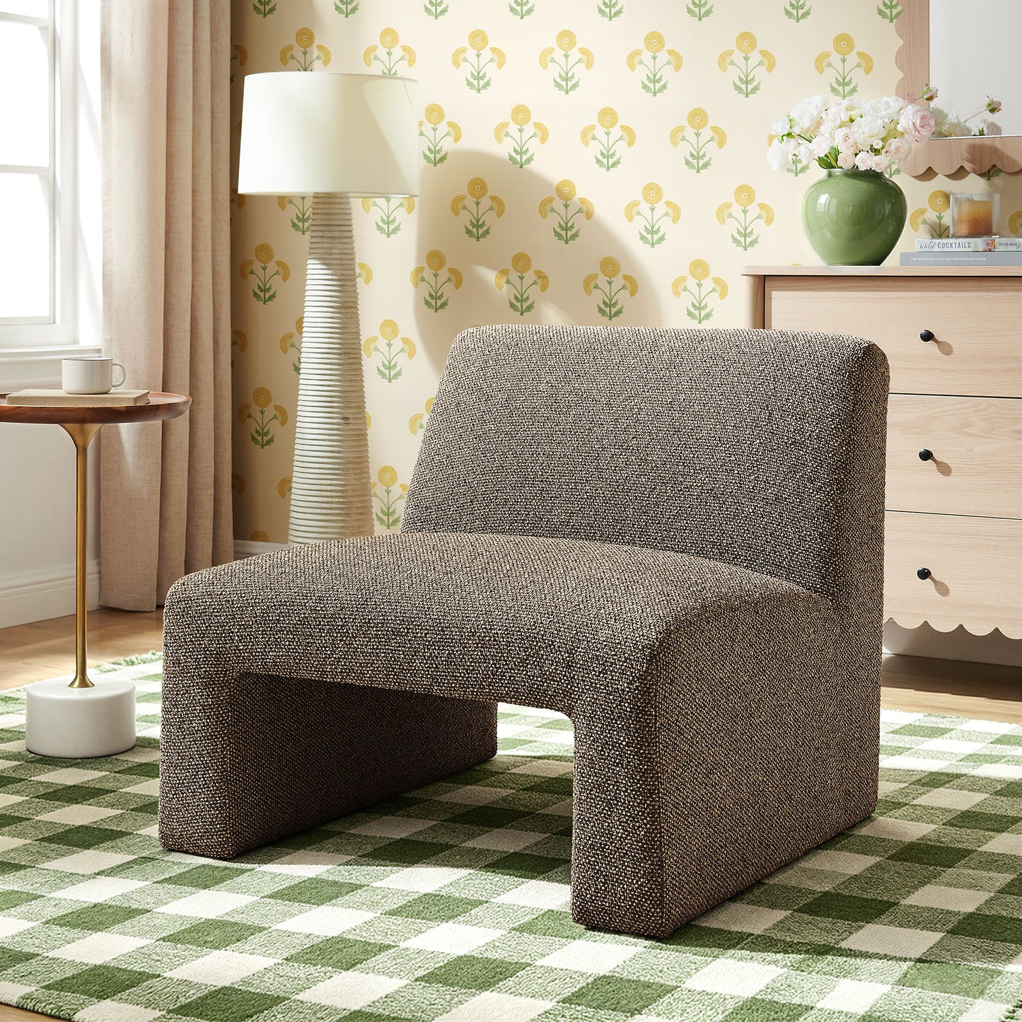 Amita Lattice Boucle Upholstered Armless Accent Chair by Modway