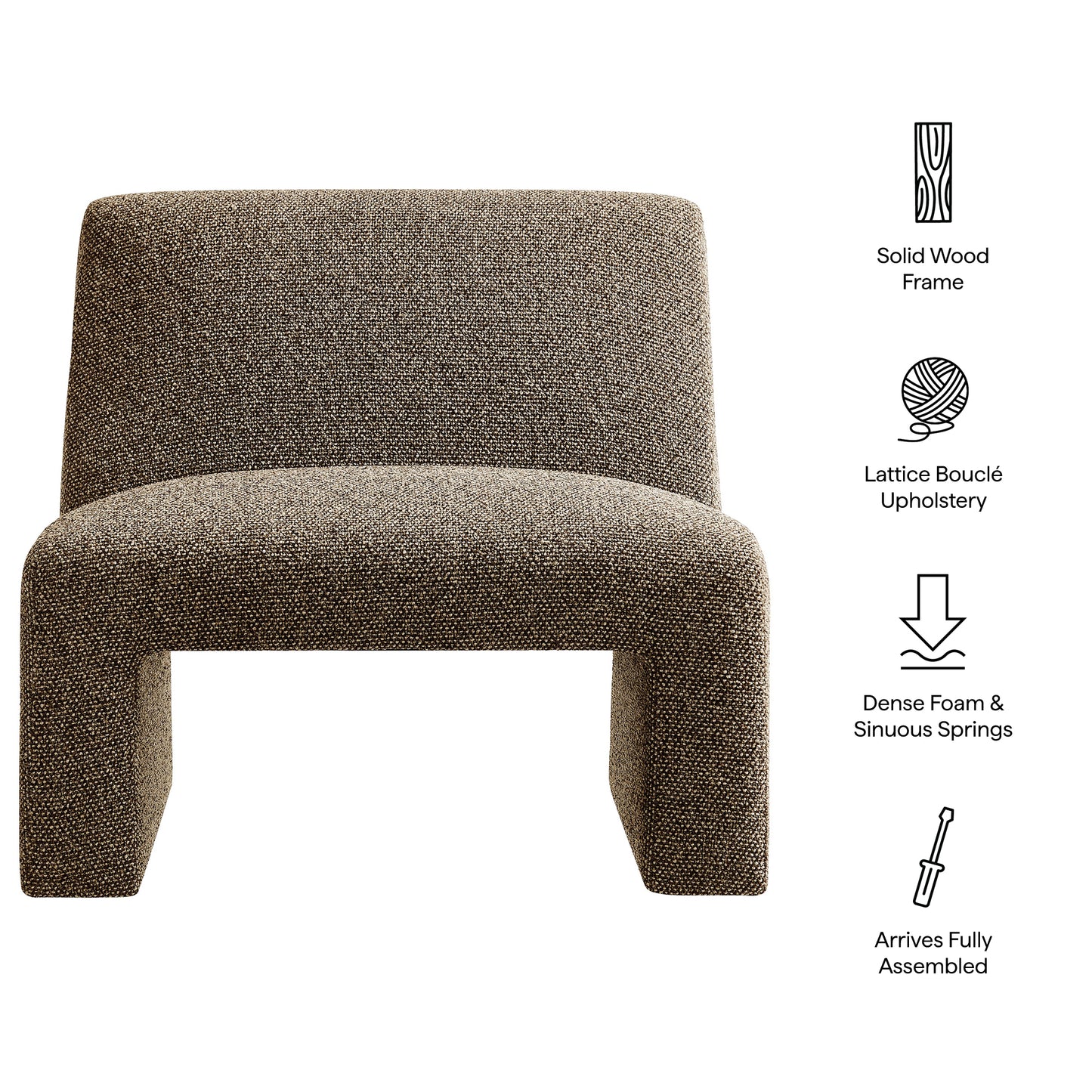 Amita Lattice Boucle Upholstered Armless Accent Chair by Modway