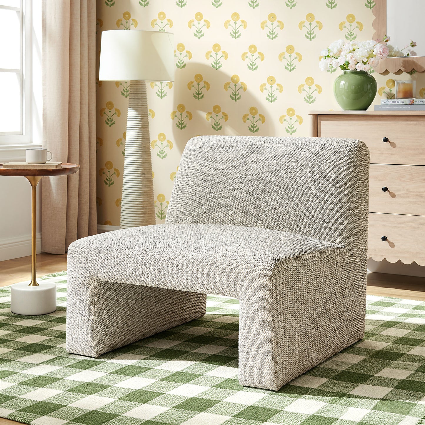 Amita Lattice Boucle Upholstered Armless Accent Chair by Modway