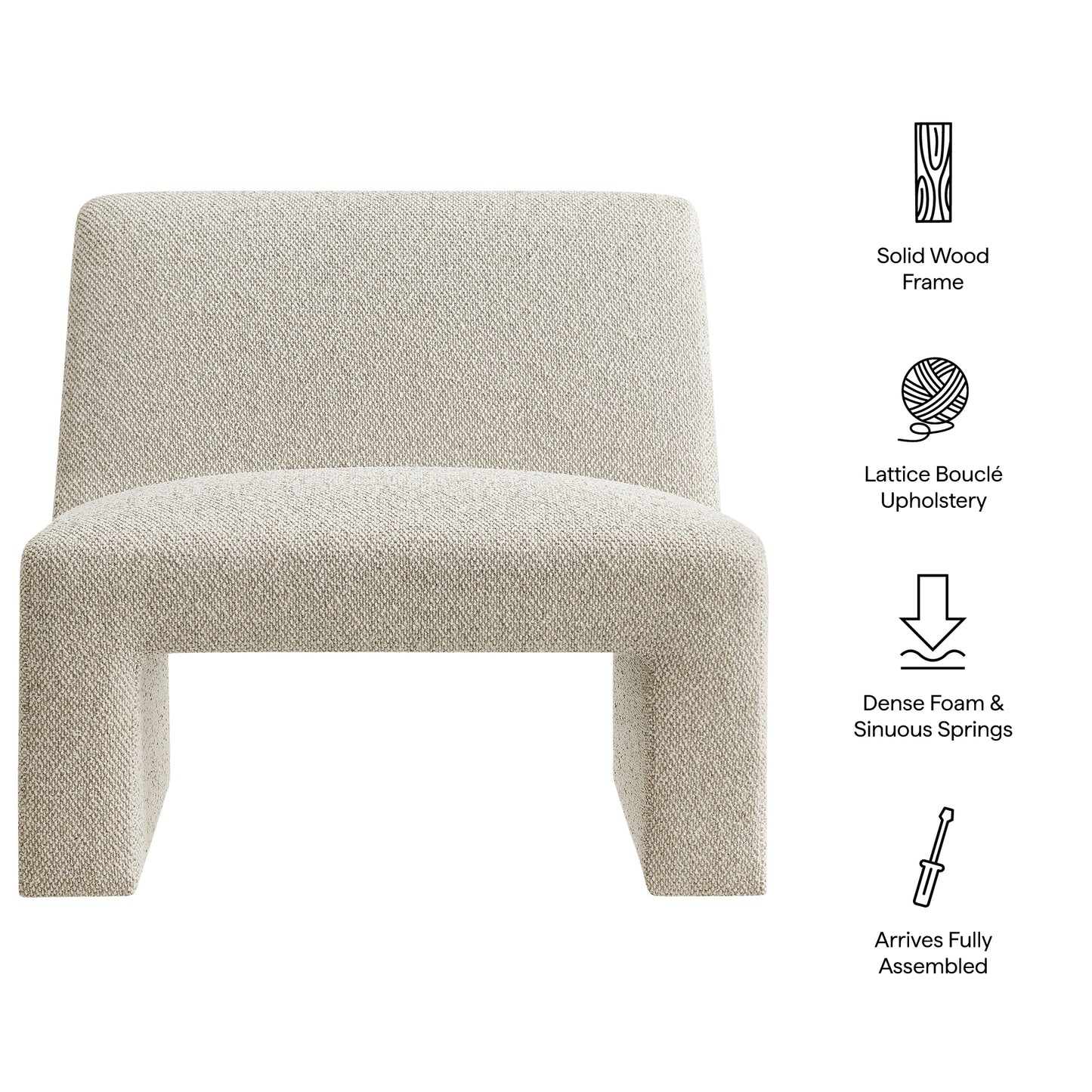 Amita Lattice Boucle Upholstered Armless Accent Chair by Modway