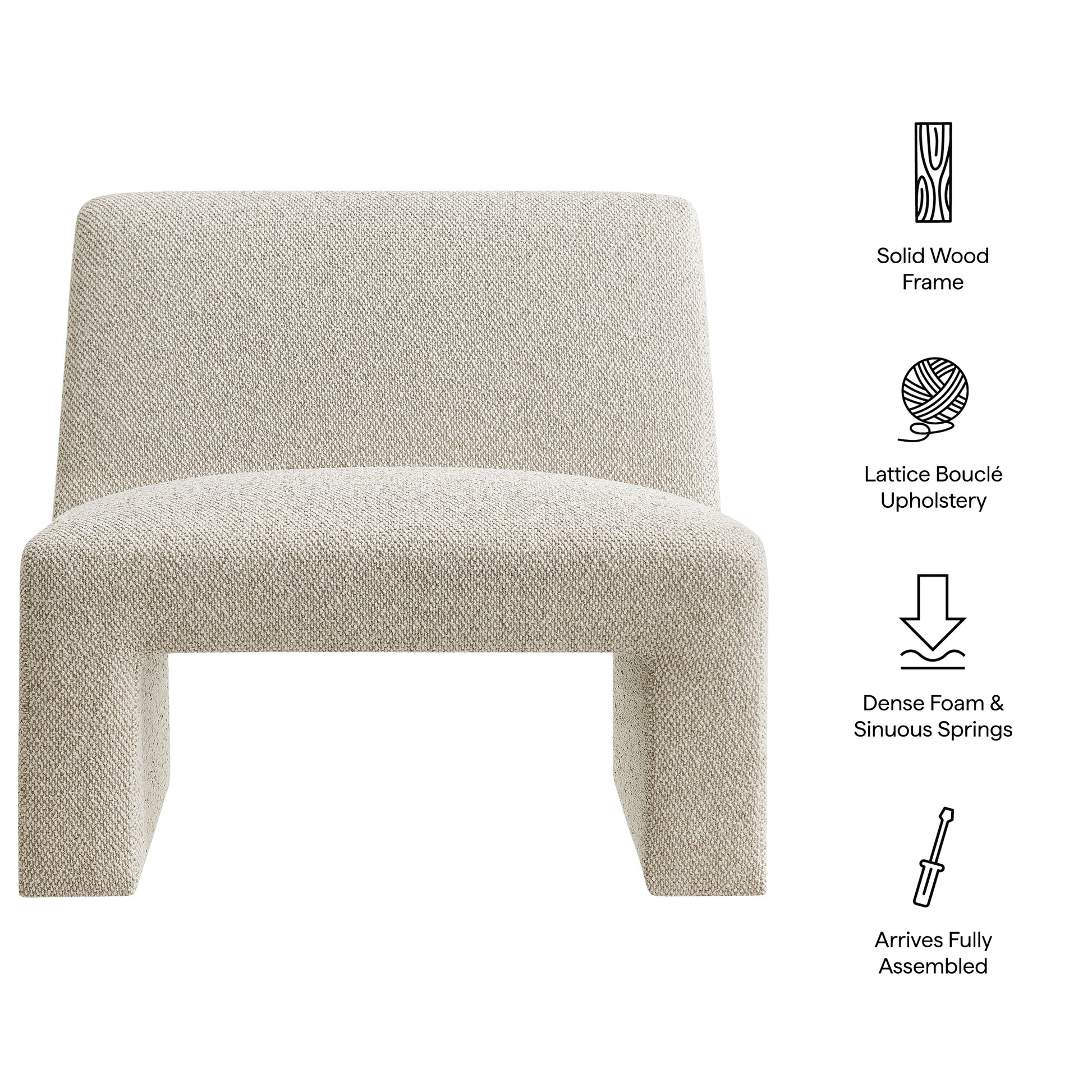 Amita Lattice Boucle Upholstered Armless Accent Chair by Modway
