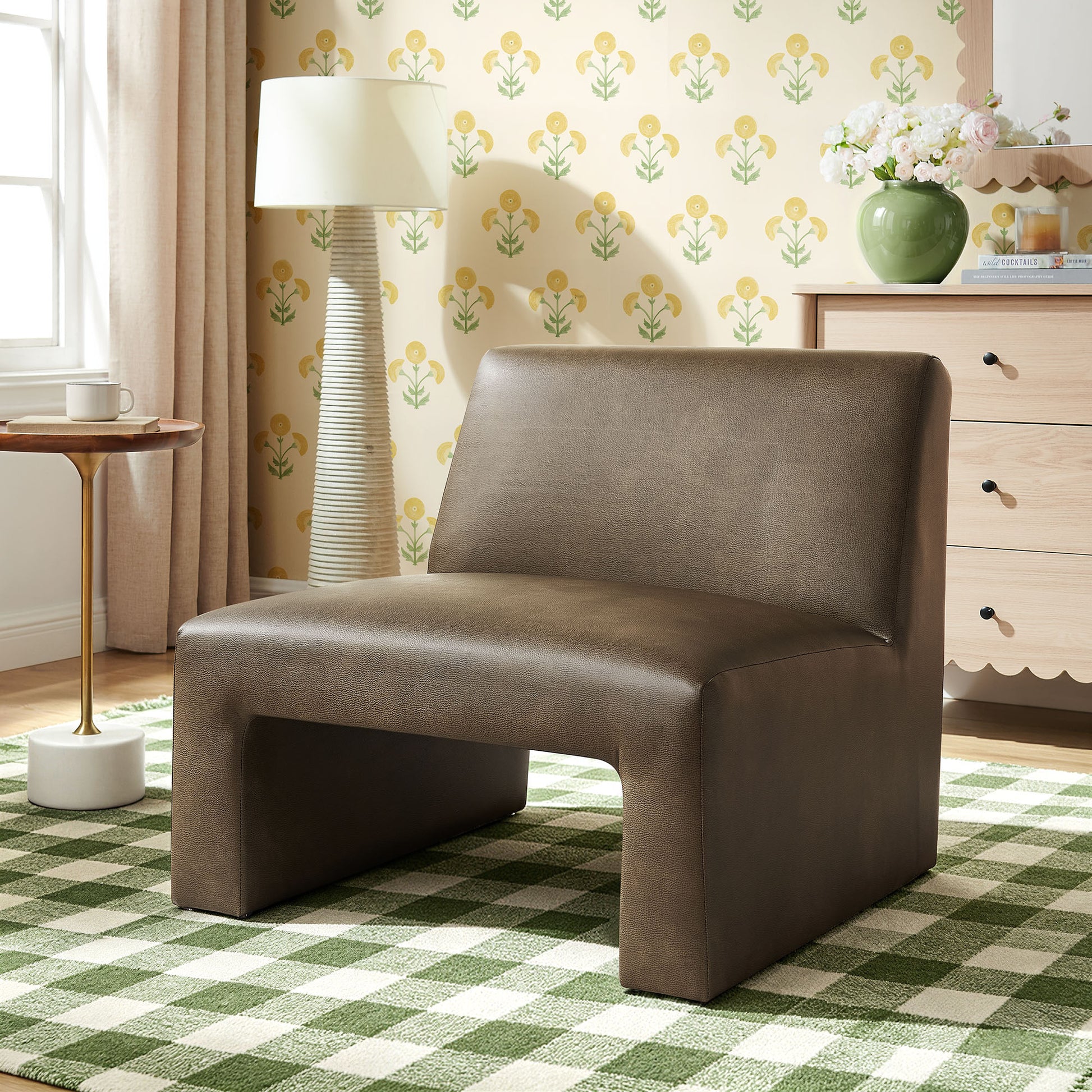 Amita Vegan Leather Armless Accent Chair by Modway
