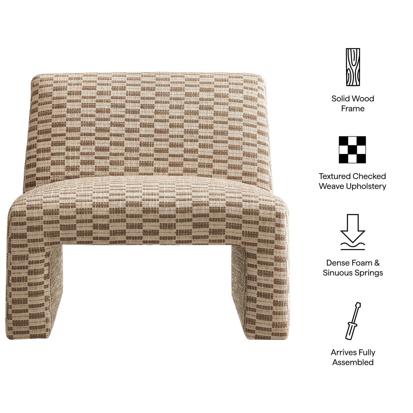 Amita Checked Woven Fabric Armless Accent Chair by Modway