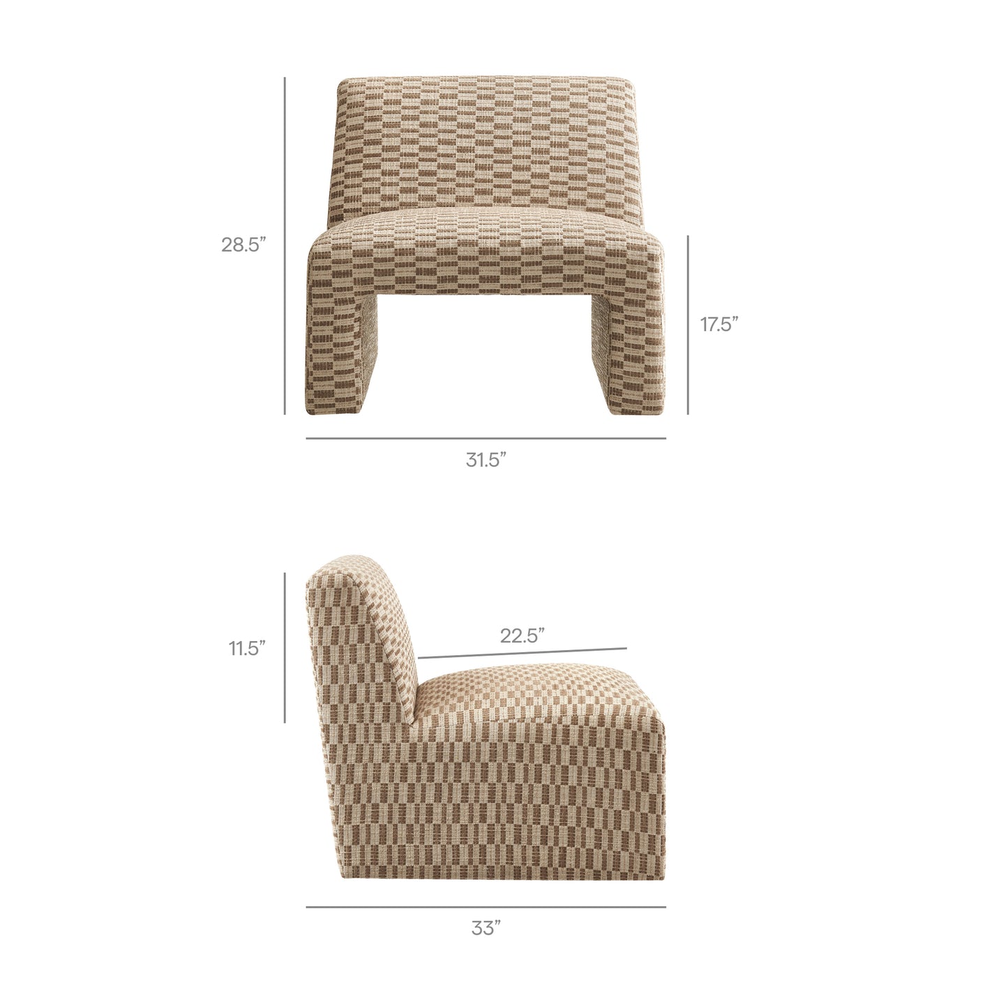 Amita Checked Woven Fabric Armless Accent Chair by Modway