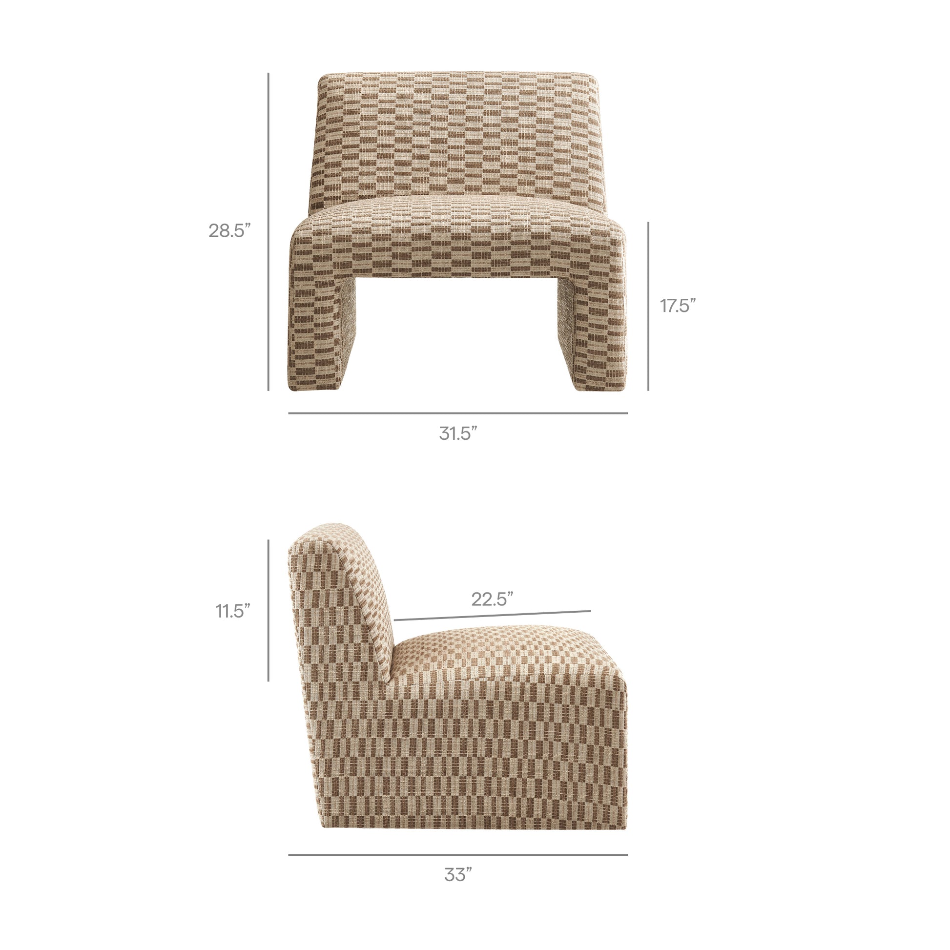 Amita Checked Woven Fabric Armless Accent Chair by Modway