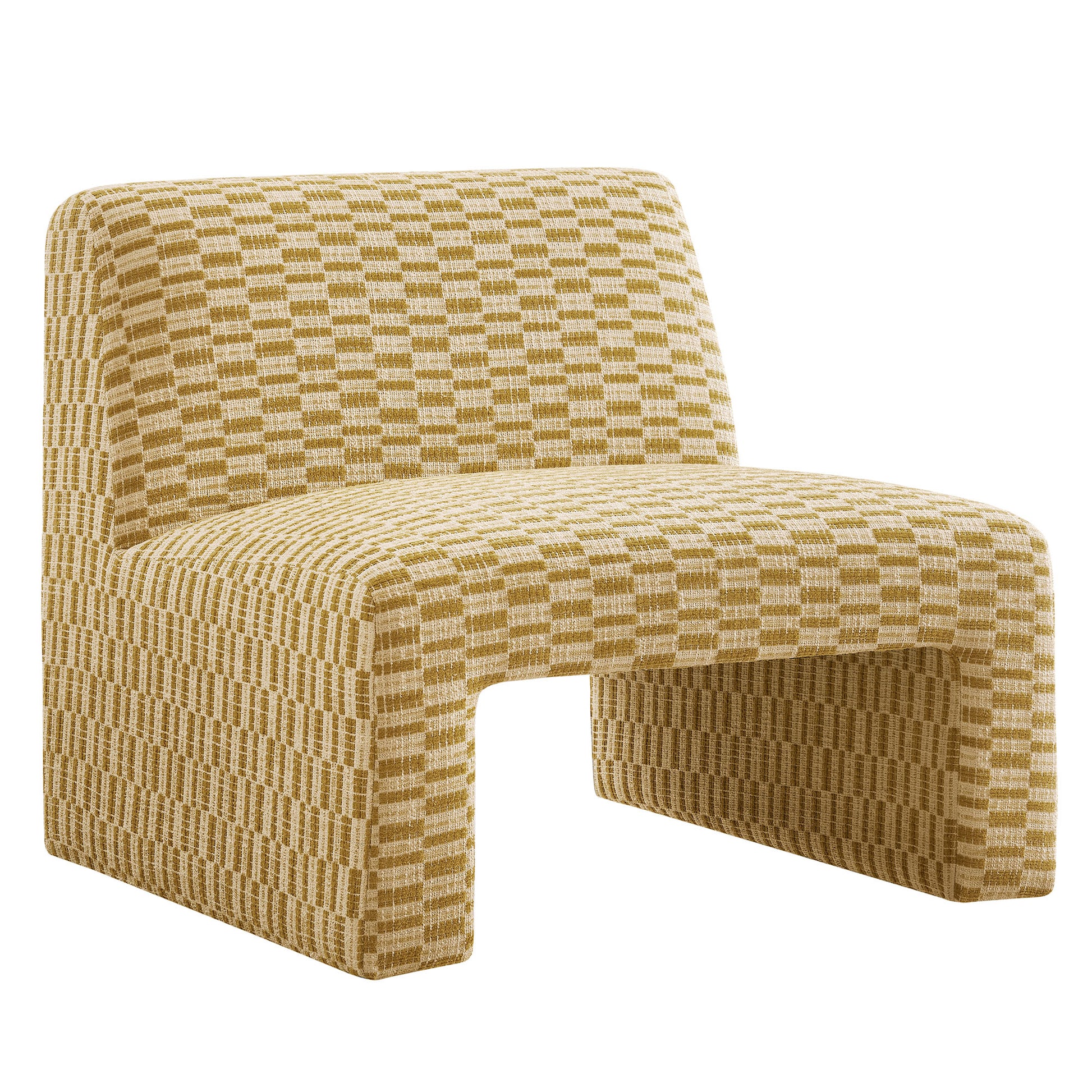 Amita Checked Woven Fabric Armless Accent Chair by Modway