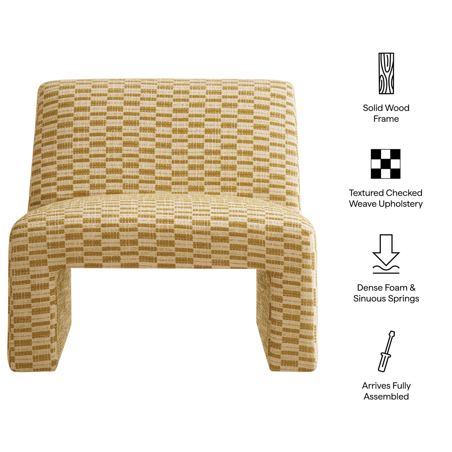 Amita Checked Woven Fabric Armless Accent Chair by Modway