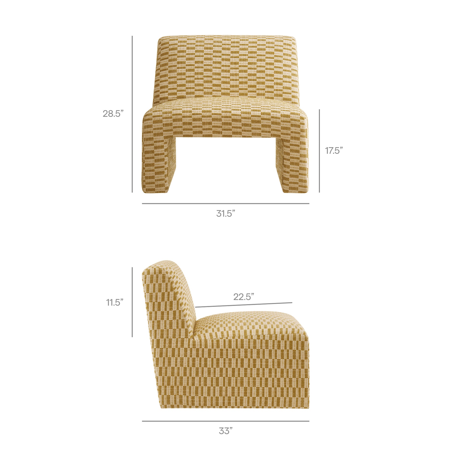Amita Checked Woven Fabric Armless Accent Chair by Modway