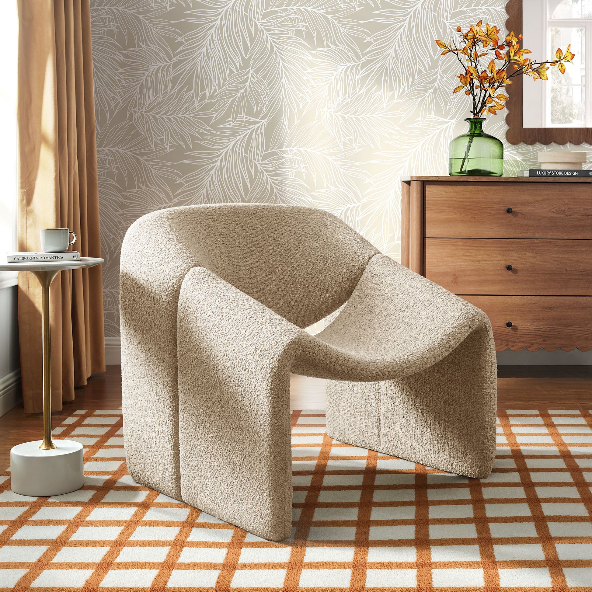 Vivi Looped Textural Fabric Curved Arm Accent Chair by Modway