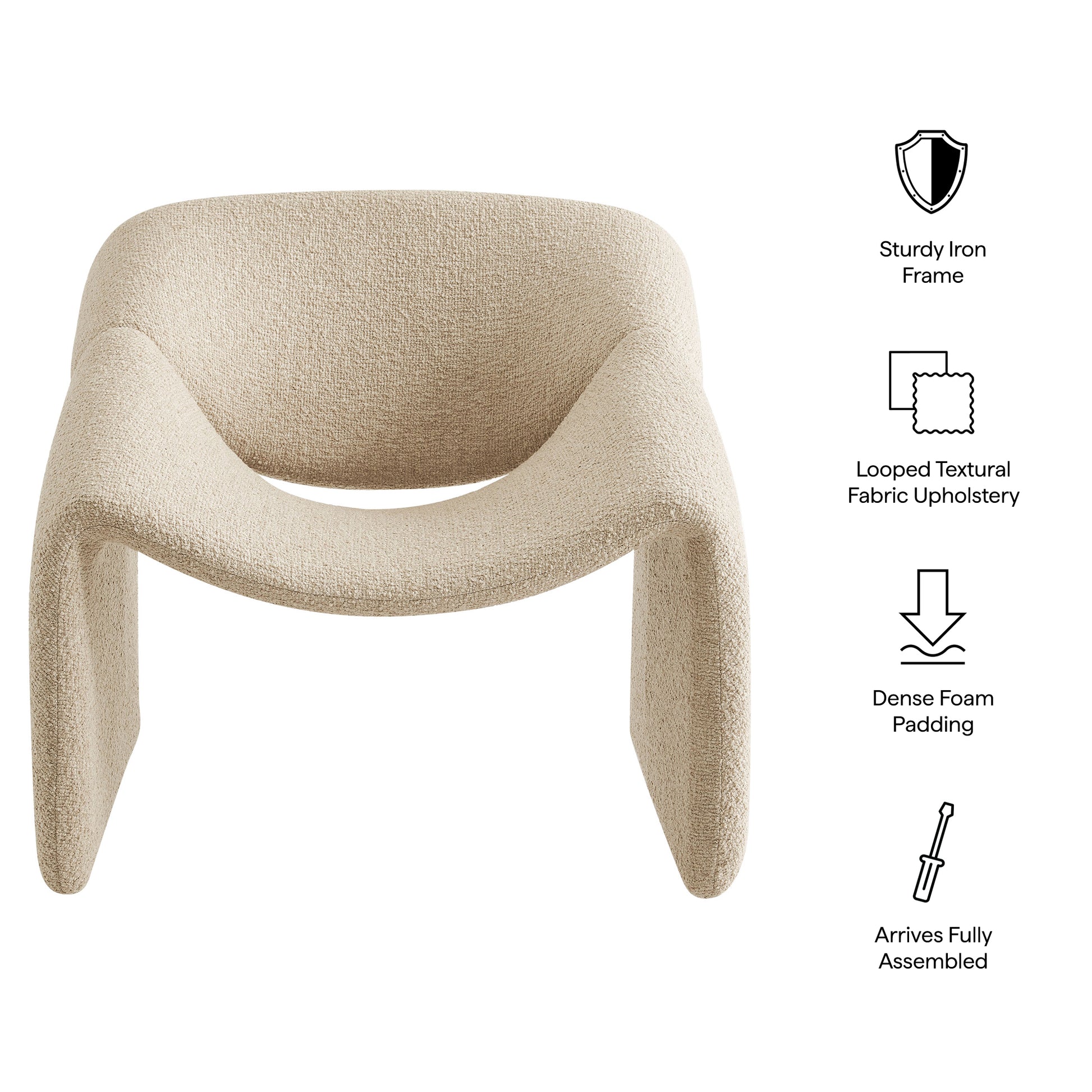 Vivi Looped Textural Fabric Curved Arm Accent Chair by Modway