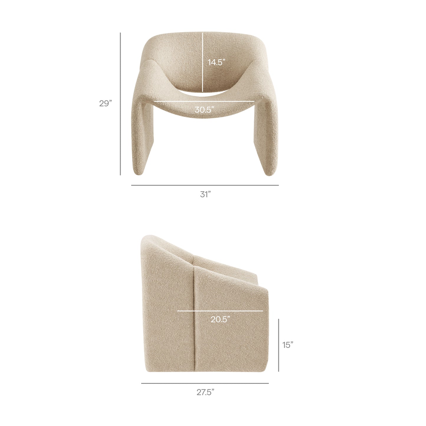 Vivi Looped Textural Fabric Curved Arm Accent Chair by Modway