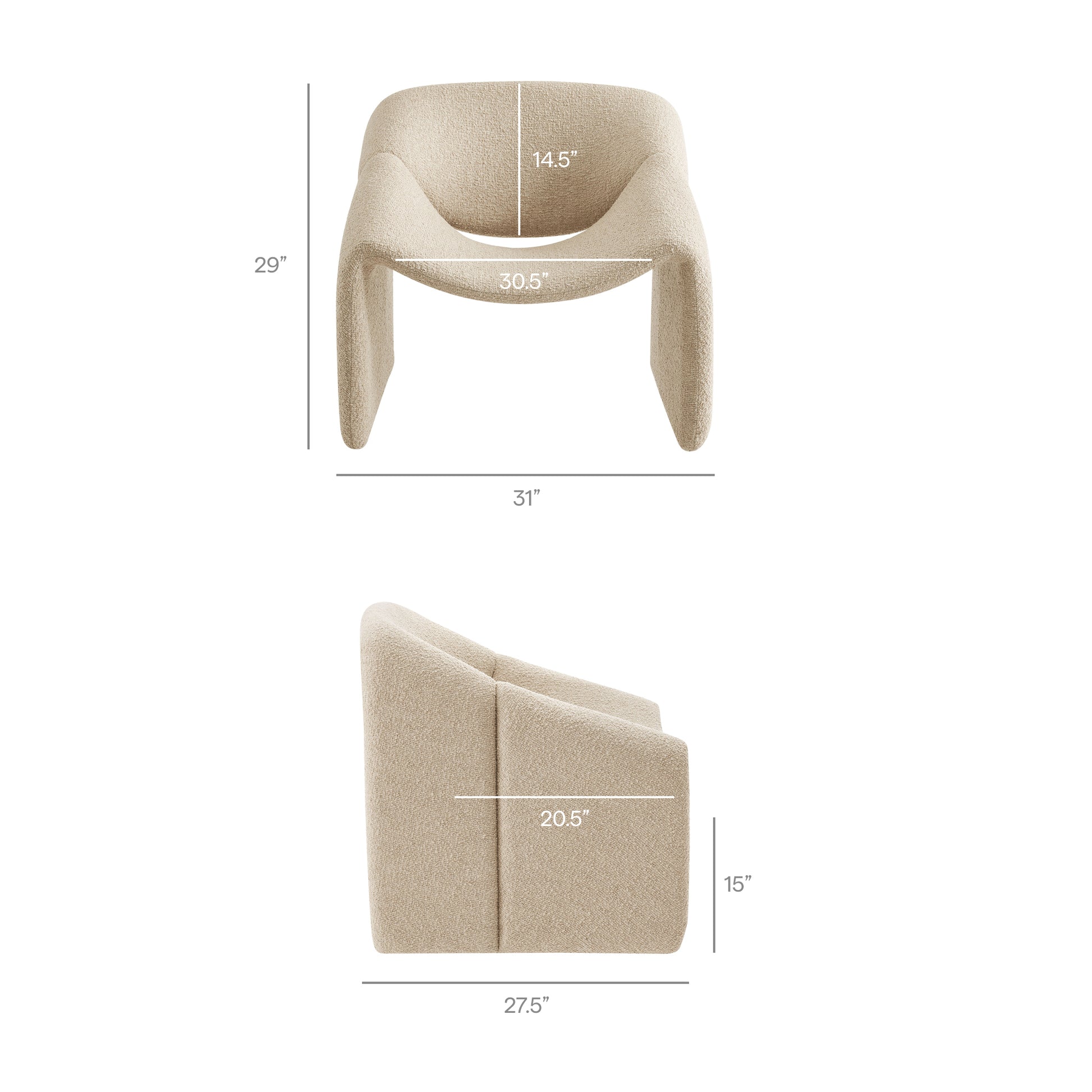 Vivi Looped Textural Fabric Curved Arm Accent Chair by Modway