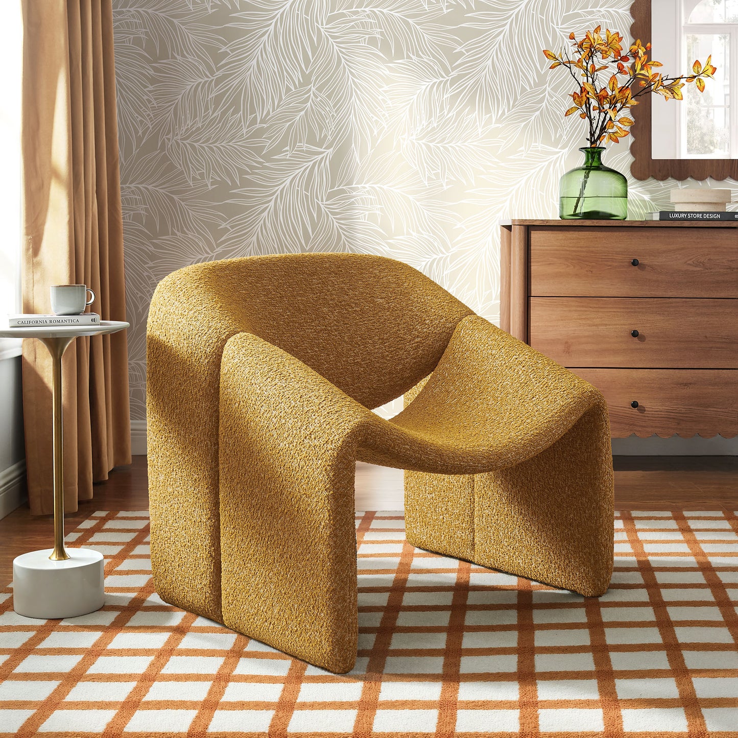 Vivi Looped Textural Fabric Curved Arm Accent Chair by Modway