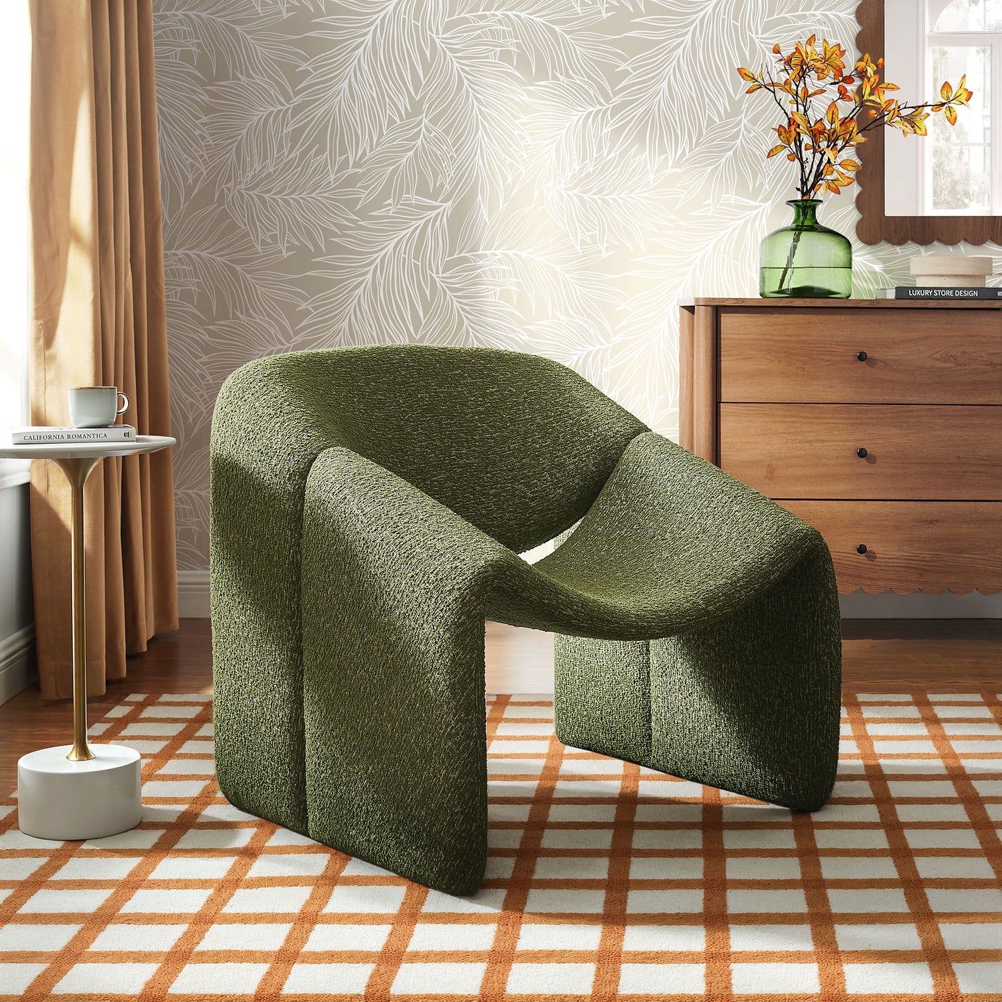 Vivi Looped Textural Fabric Curved Arm Accent Chair by Modway