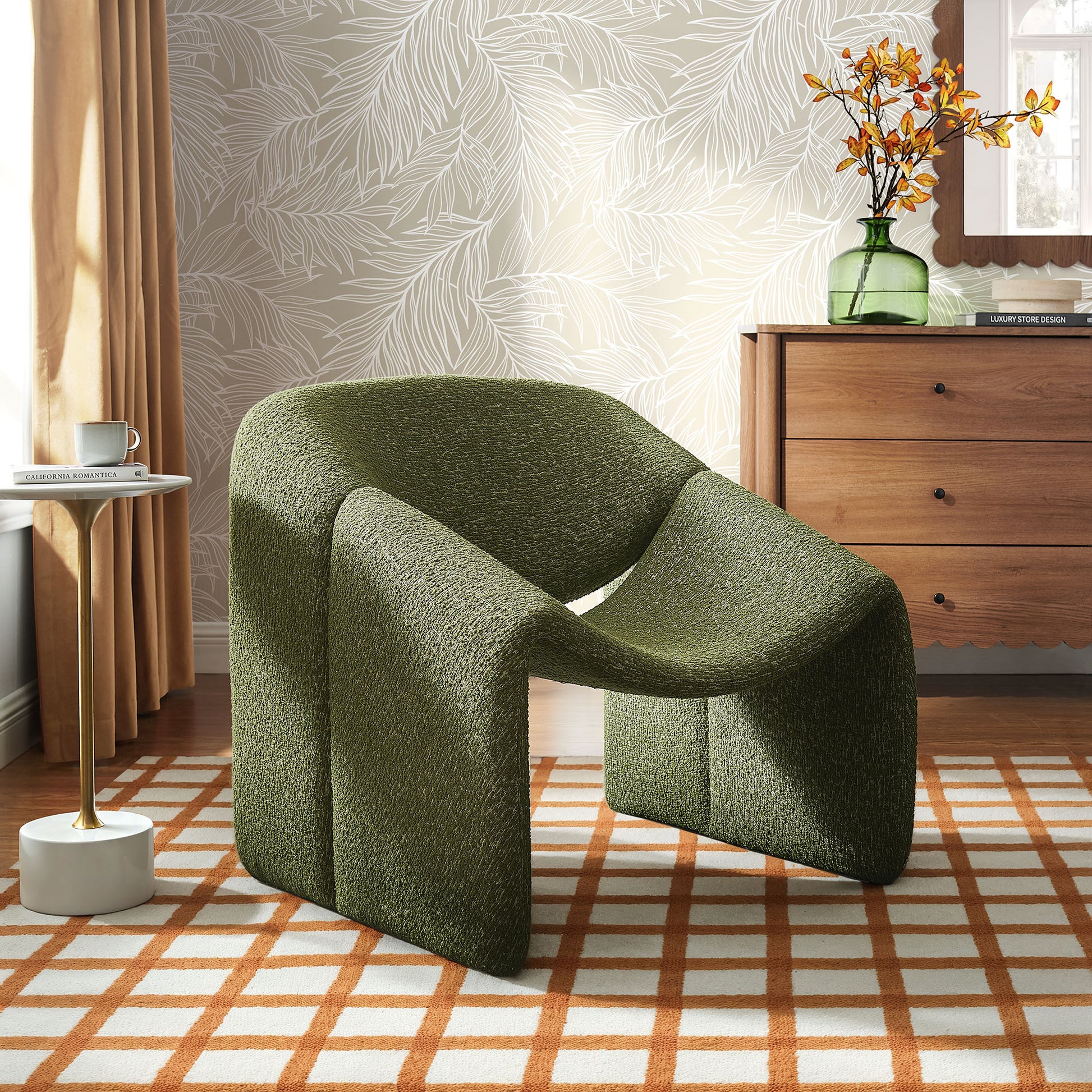 Vivi Looped Textural Fabric Curved Arm Accent Chair by Modway