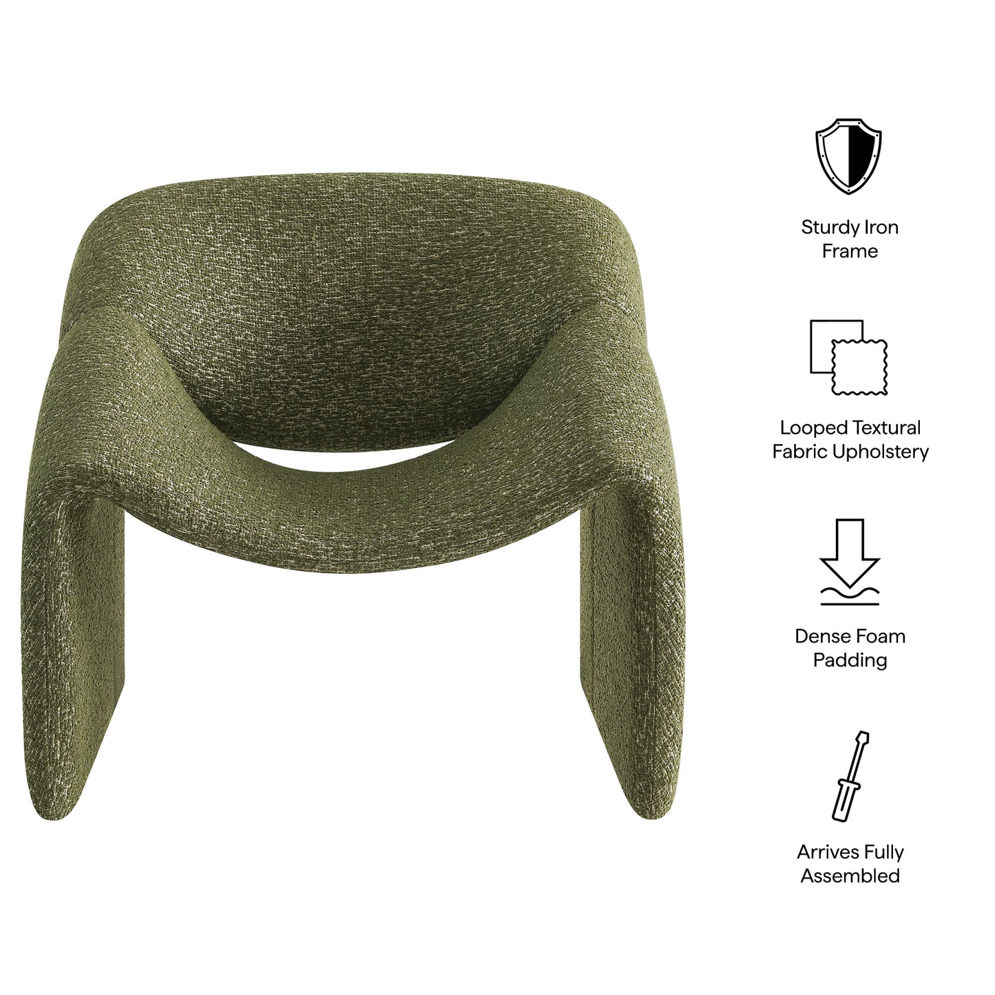 Vivi Looped Textural Fabric Curved Arm Accent Chair by Modway