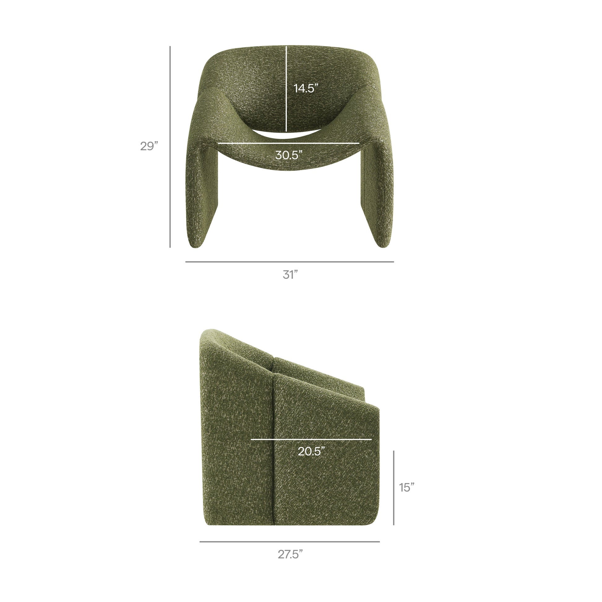 Vivi Looped Textural Fabric Curved Arm Accent Chair by Modway