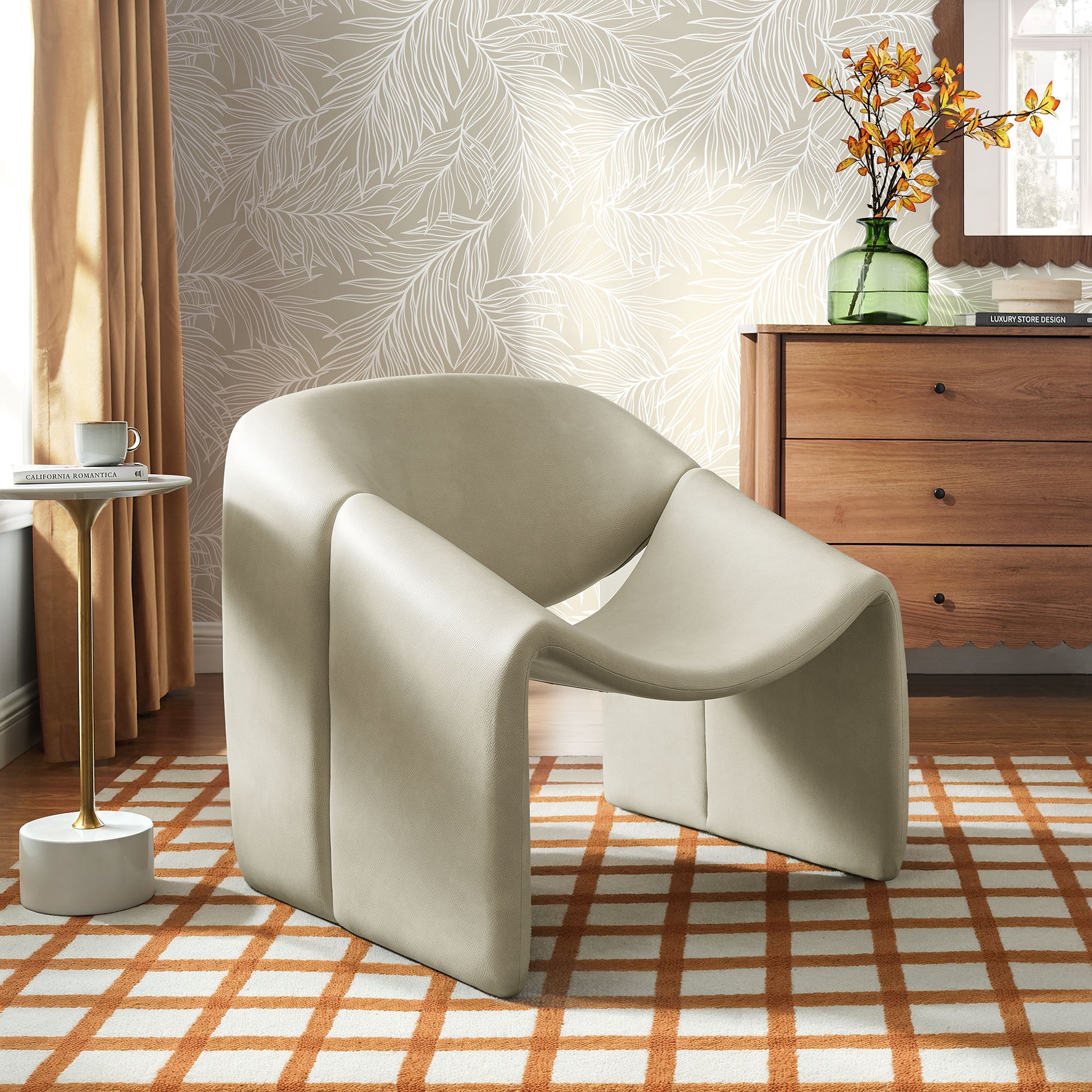 Vivi Vegan Leather Curved Arm Accent Chair by Modway