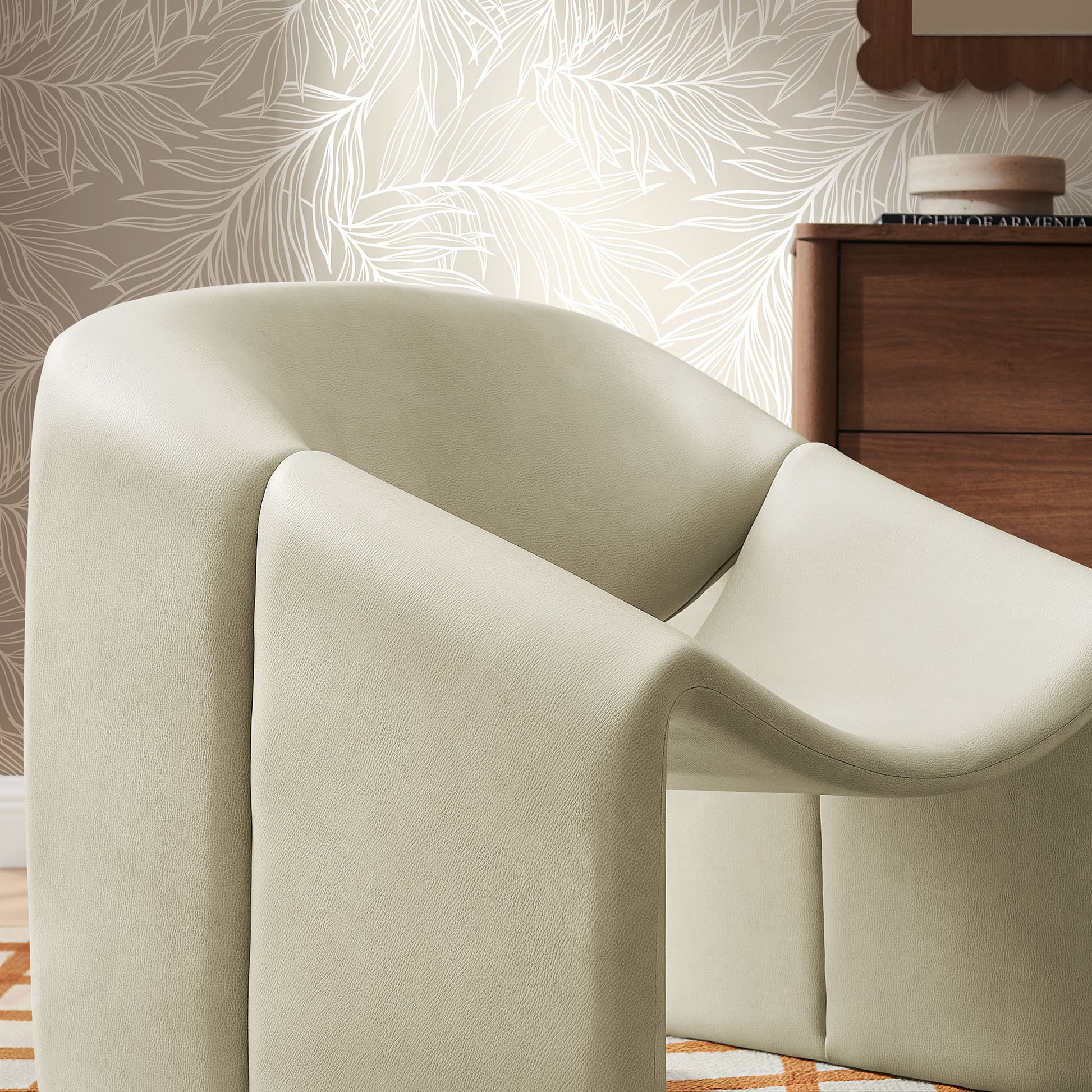 Vivi Vegan Leather Curved Arm Accent Chair by Modway