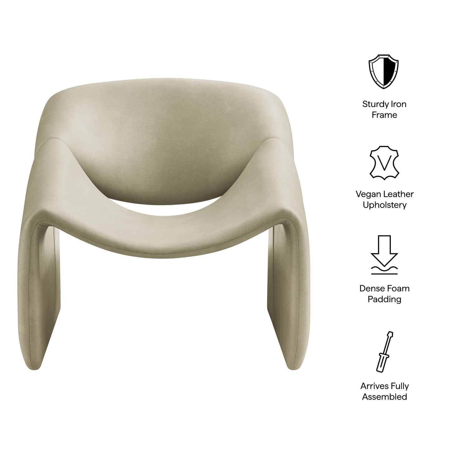 Vivi Vegan Leather Curved Arm Accent Chair by Modway