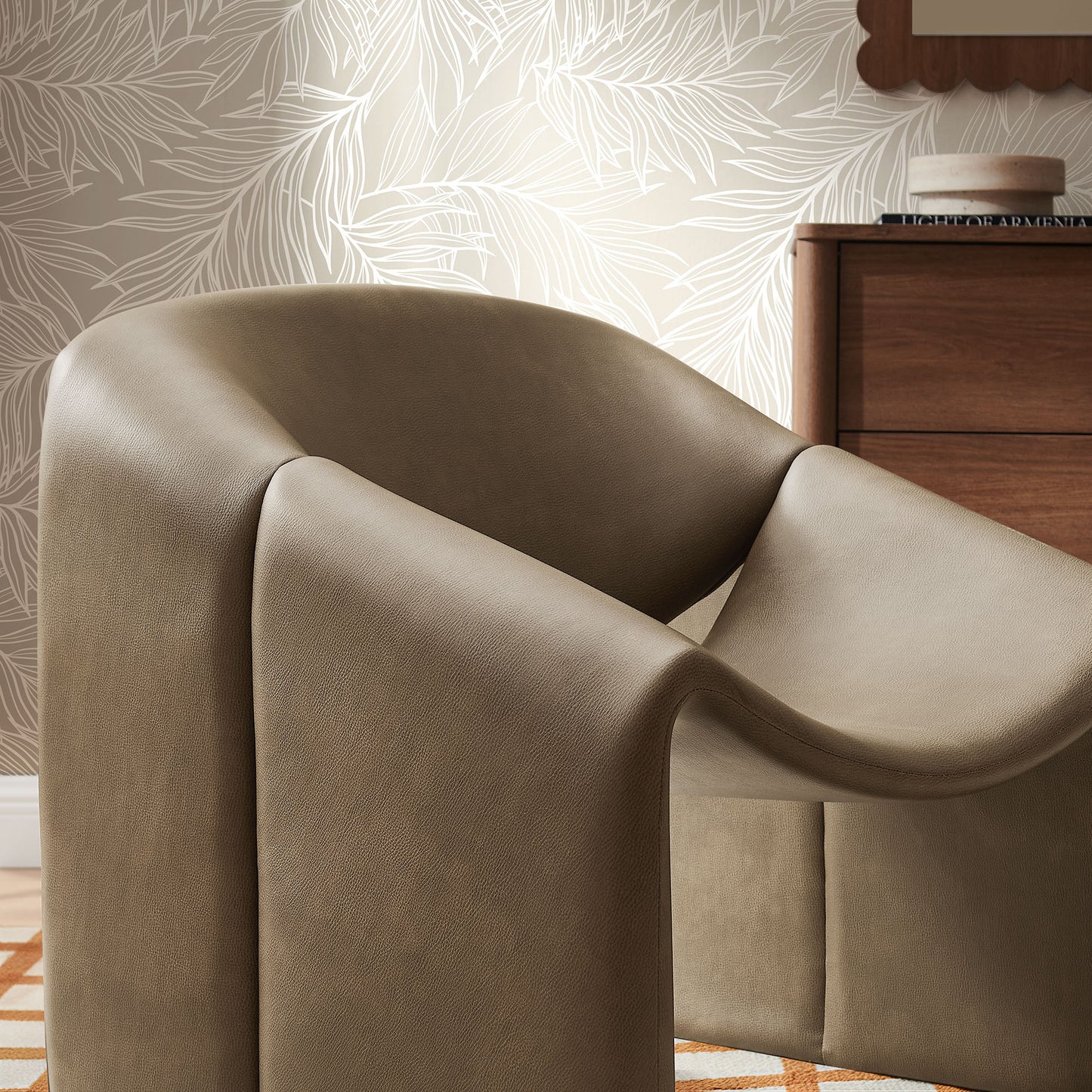 Vivi Vegan Leather Curved Arm Accent Chair by Modway