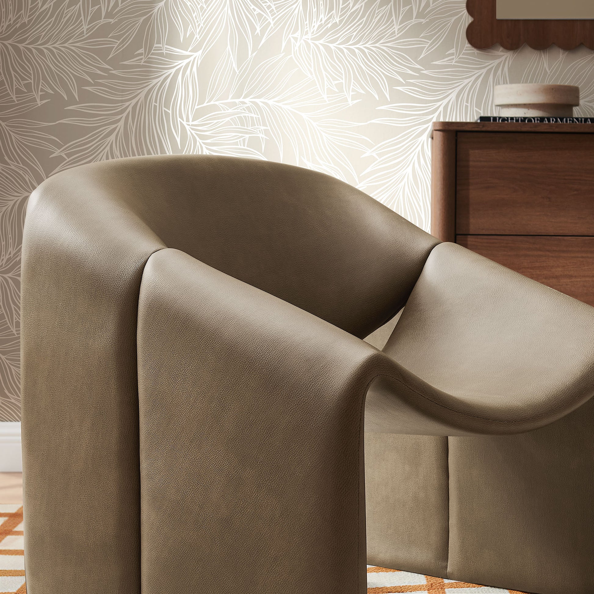 Vivi Vegan Leather Curved Arm Accent Chair by Modway