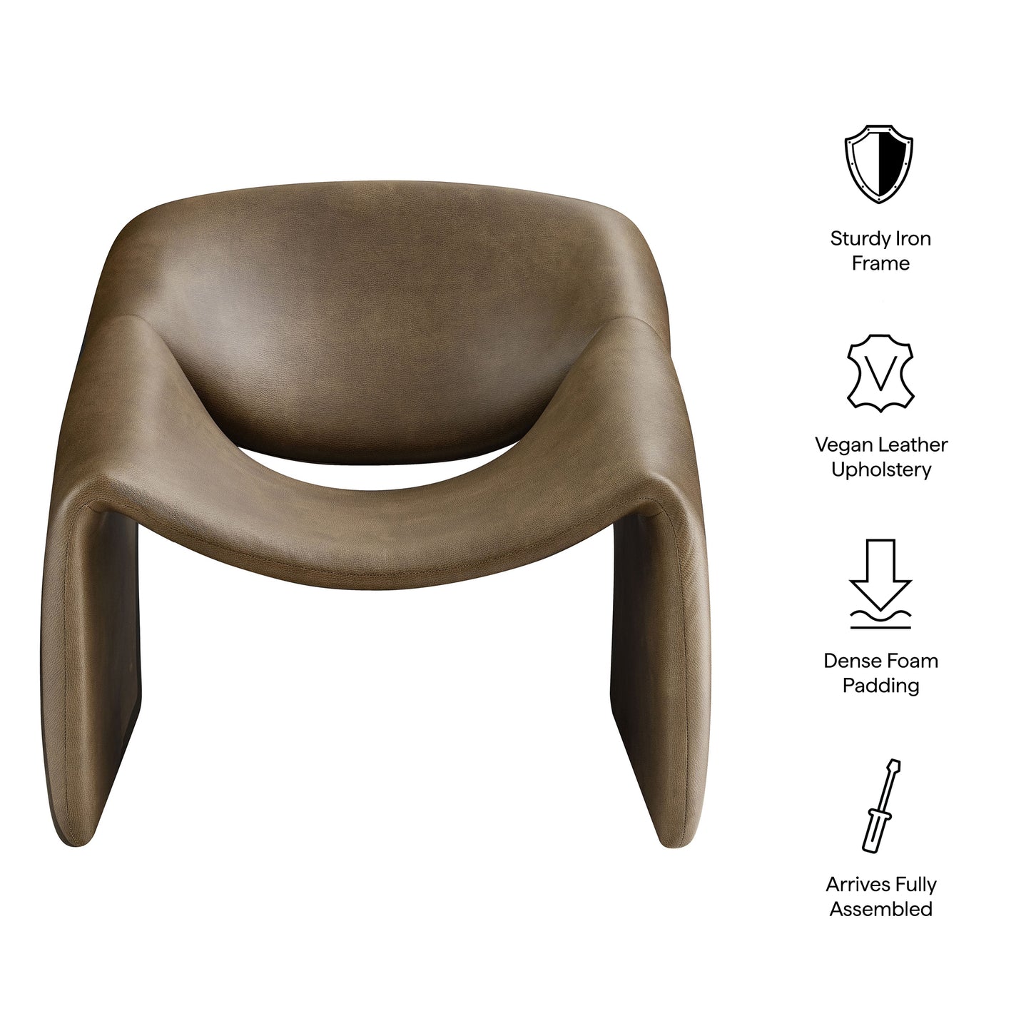 Vivi Vegan Leather Curved Arm Accent Chair by Modway