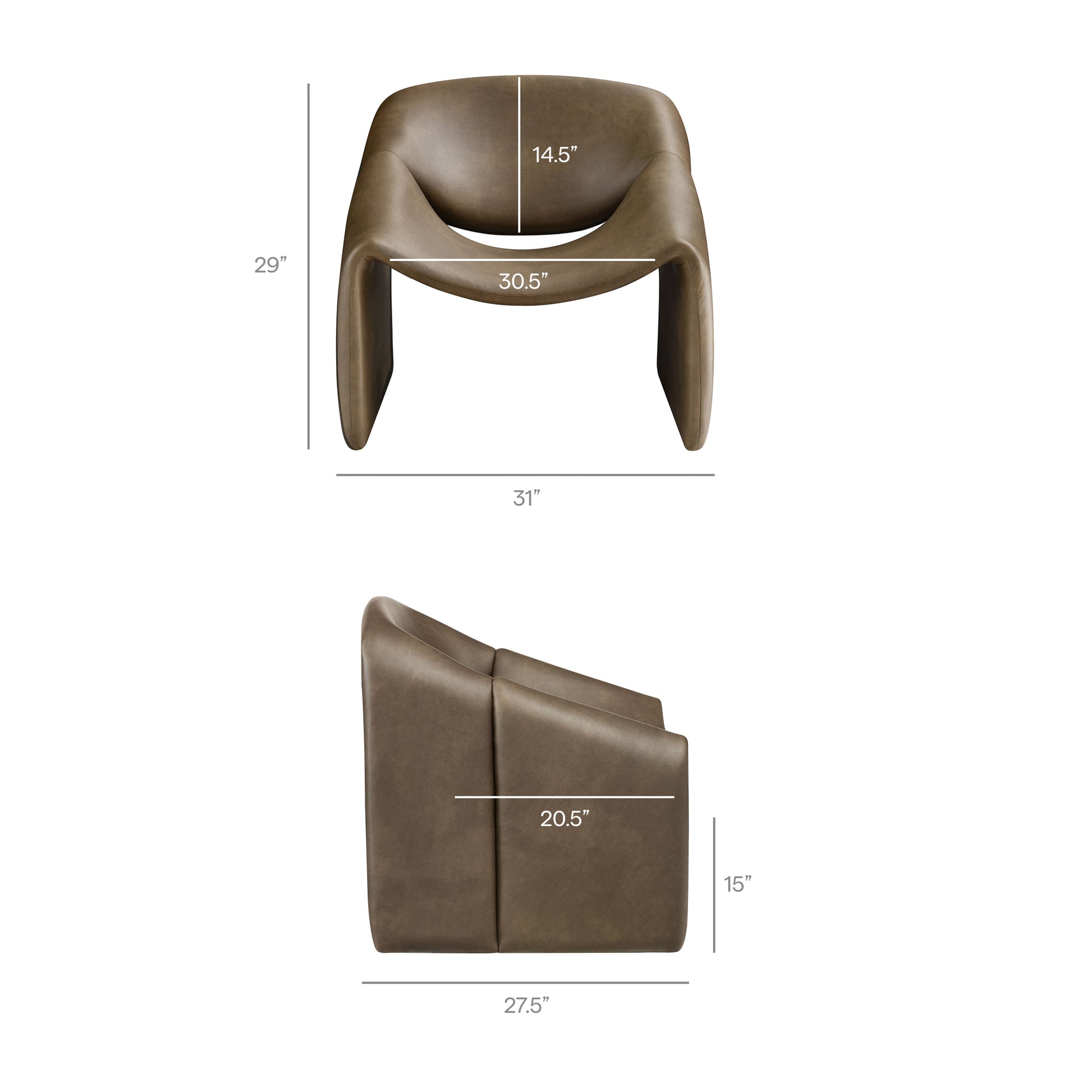 Vivi Vegan Leather Curved Arm Accent Chair by Modway