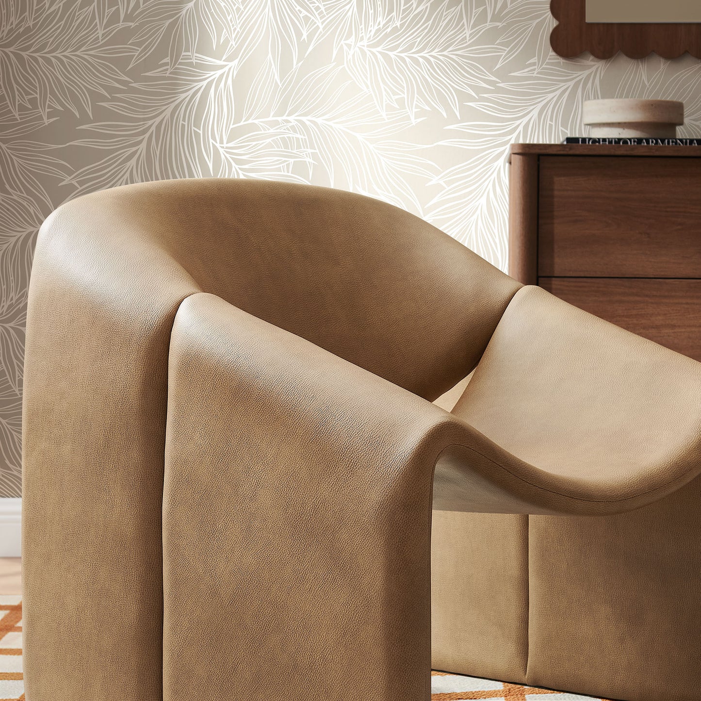 Vivi Vegan Leather Curved Arm Accent Chair by Modway