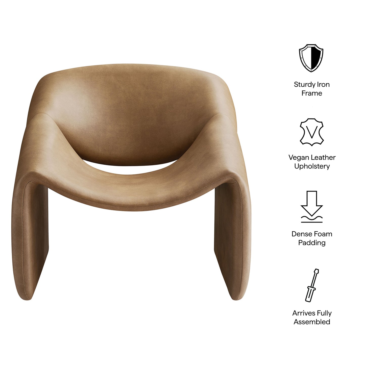 Vivi Vegan Leather Curved Arm Accent Chair by Modway