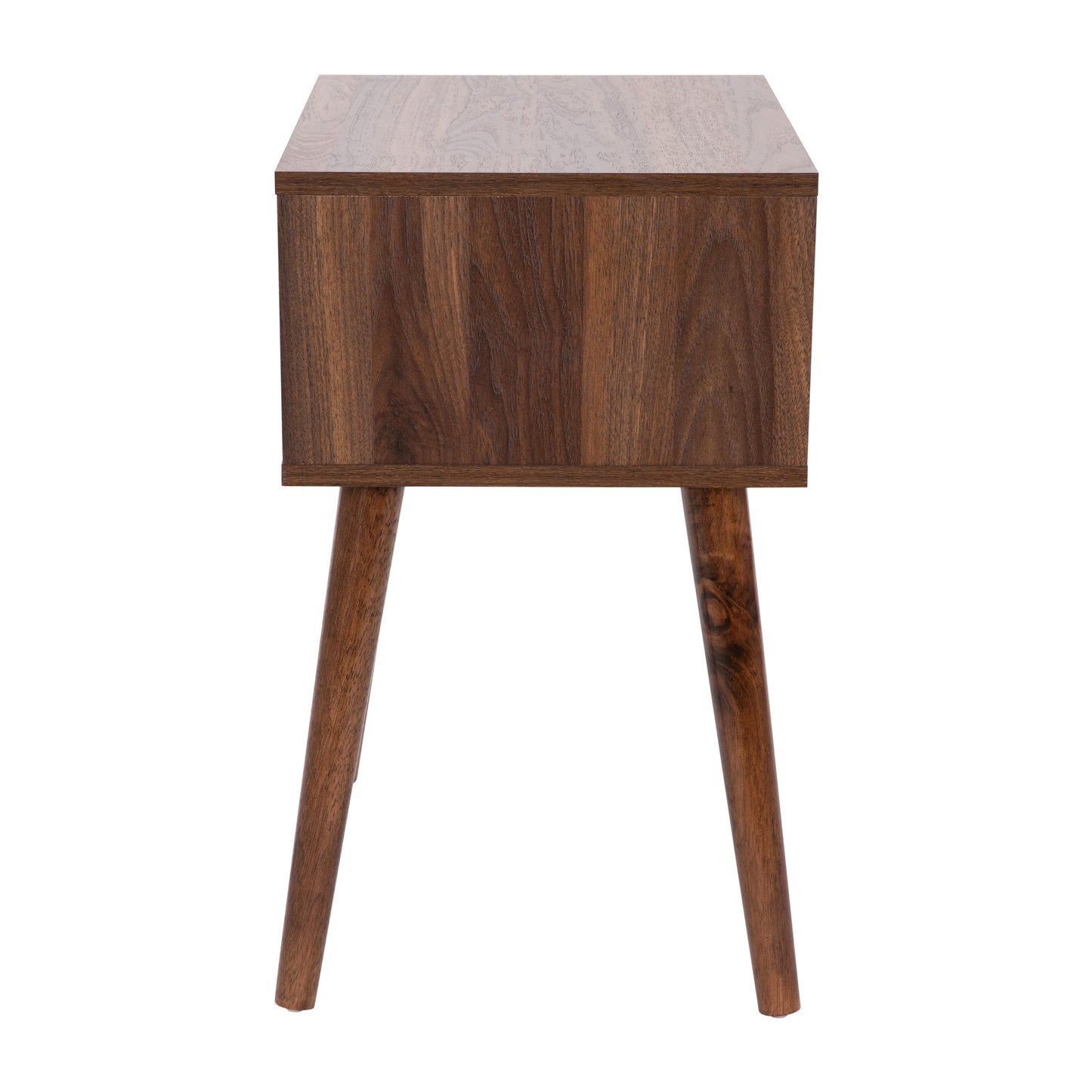 Hatfield Mid-Century Modern One Drawer Wood Nightstand, Side Accent or End Table with Soft Close Storage Drawer, Dark Walnut Dark Walnut